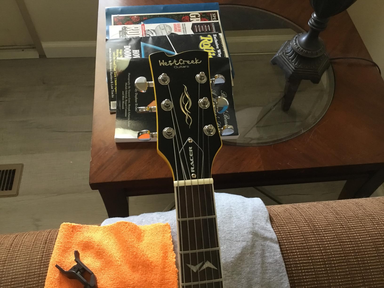 WestCreek RACER Solid Body Electric Guitar, SG Style (Black-Red Stripe) customer photo 2
