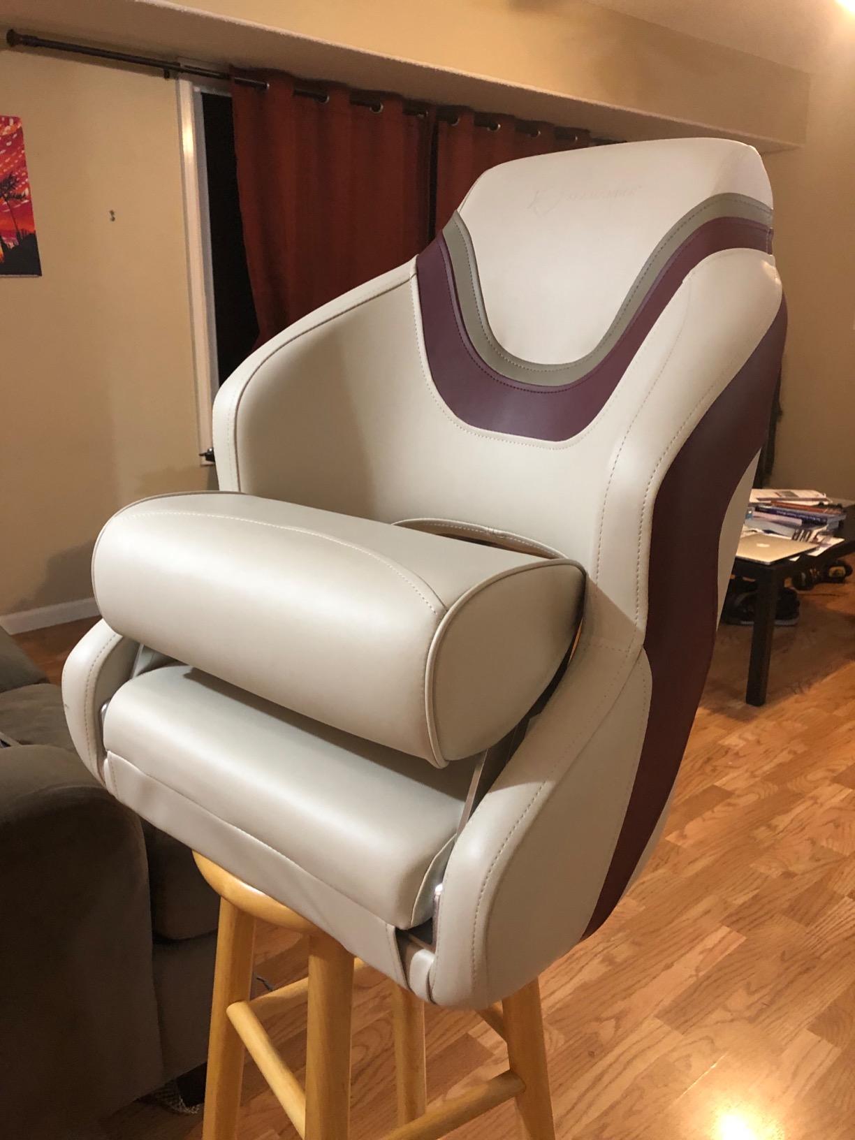 Seamander Boat Captain's Chair - 2 Styles & 10 Color Options,Flip Up Bolster Boat Seat,Integral Rotomolded Frame, Premium EPDM Foam Material customer photo 2