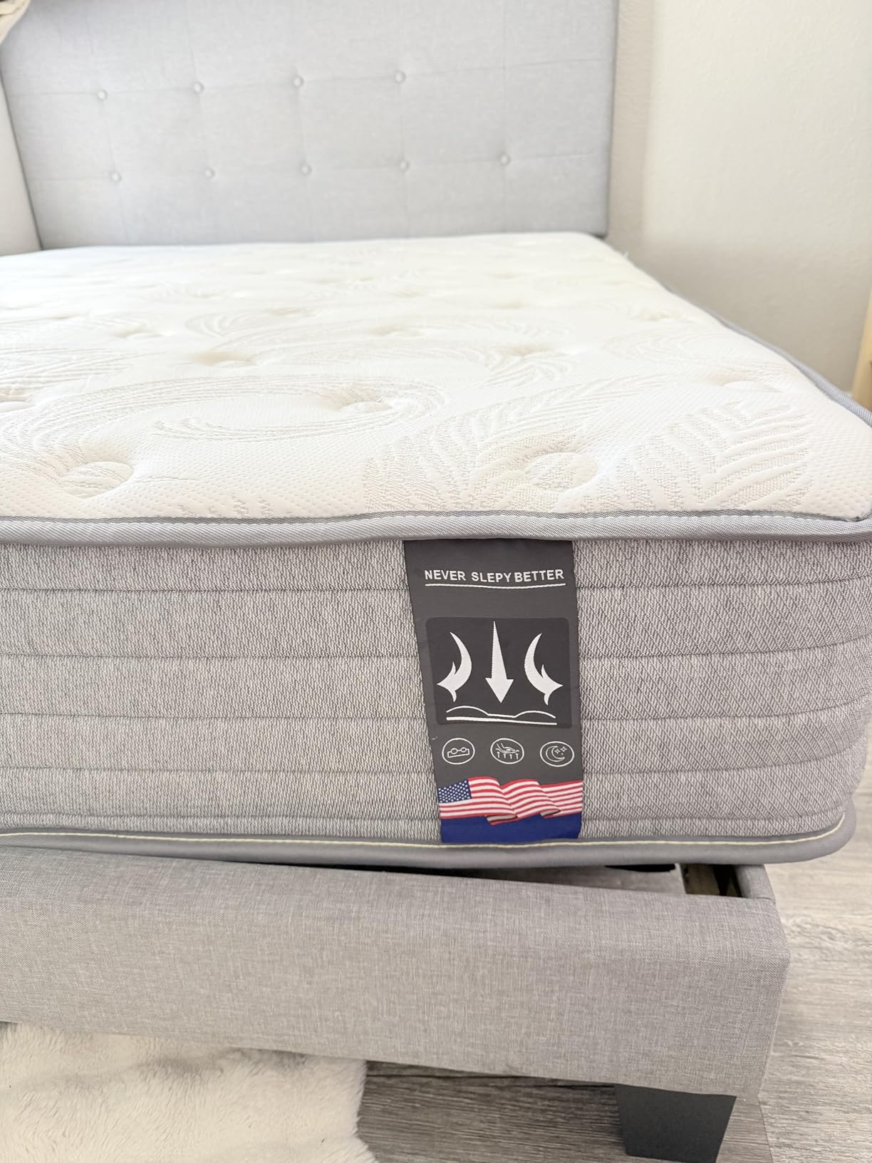 KOW California King Mattress, 14 Inch Hybrid Cal King Mattress in A Box with Cooling-Gel Memory Foam & Pocket Springs, Medium Firm, Extra Edge Support, Motion Isolation & Fiberglass Free, CertiPUR-US customer photo 2