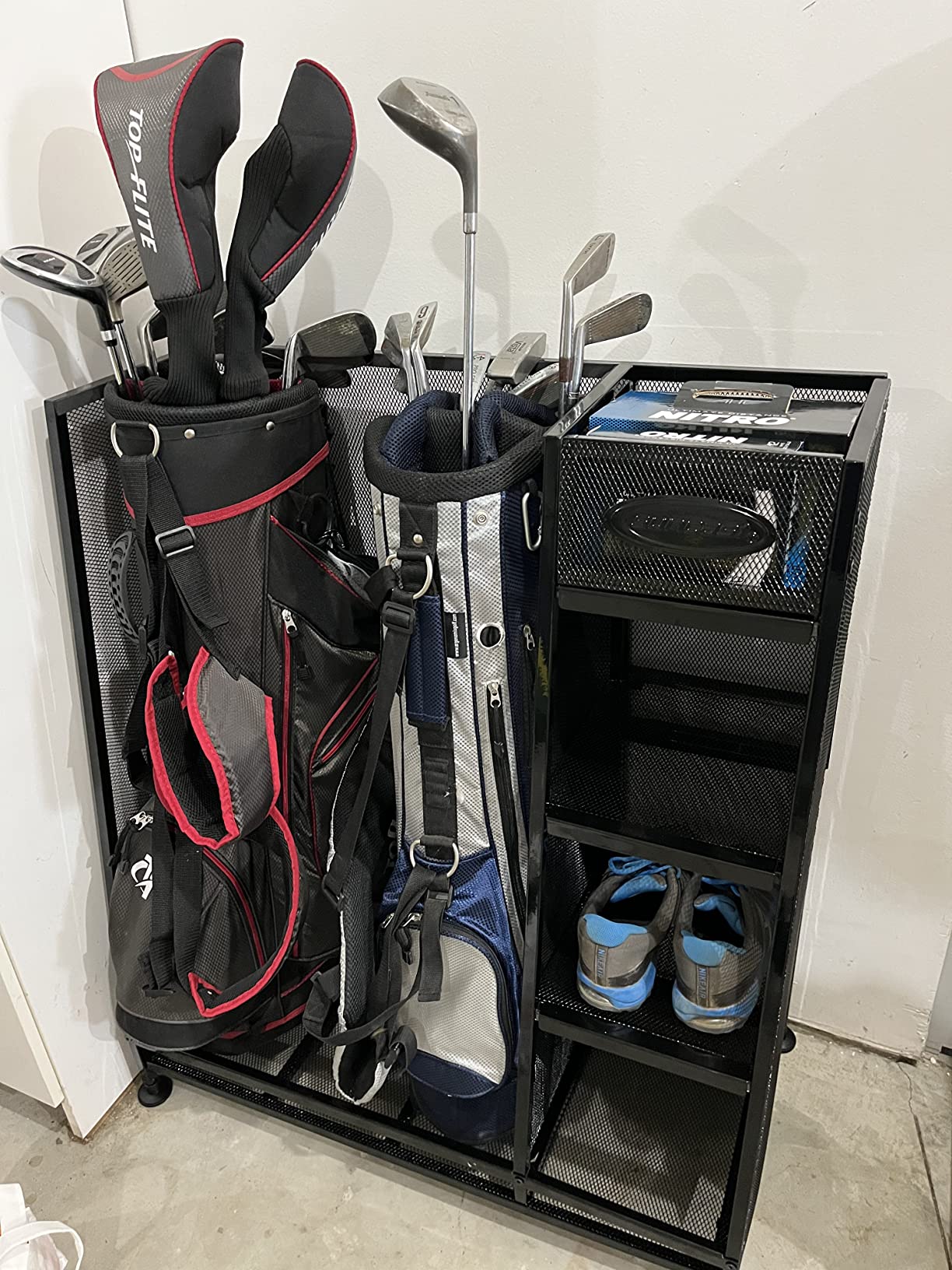 Suncast Golf Bag & Golfing Equipment Heavy-Duty Metal Organizer Rack w/ 3 Storage Shelves customer photo 2