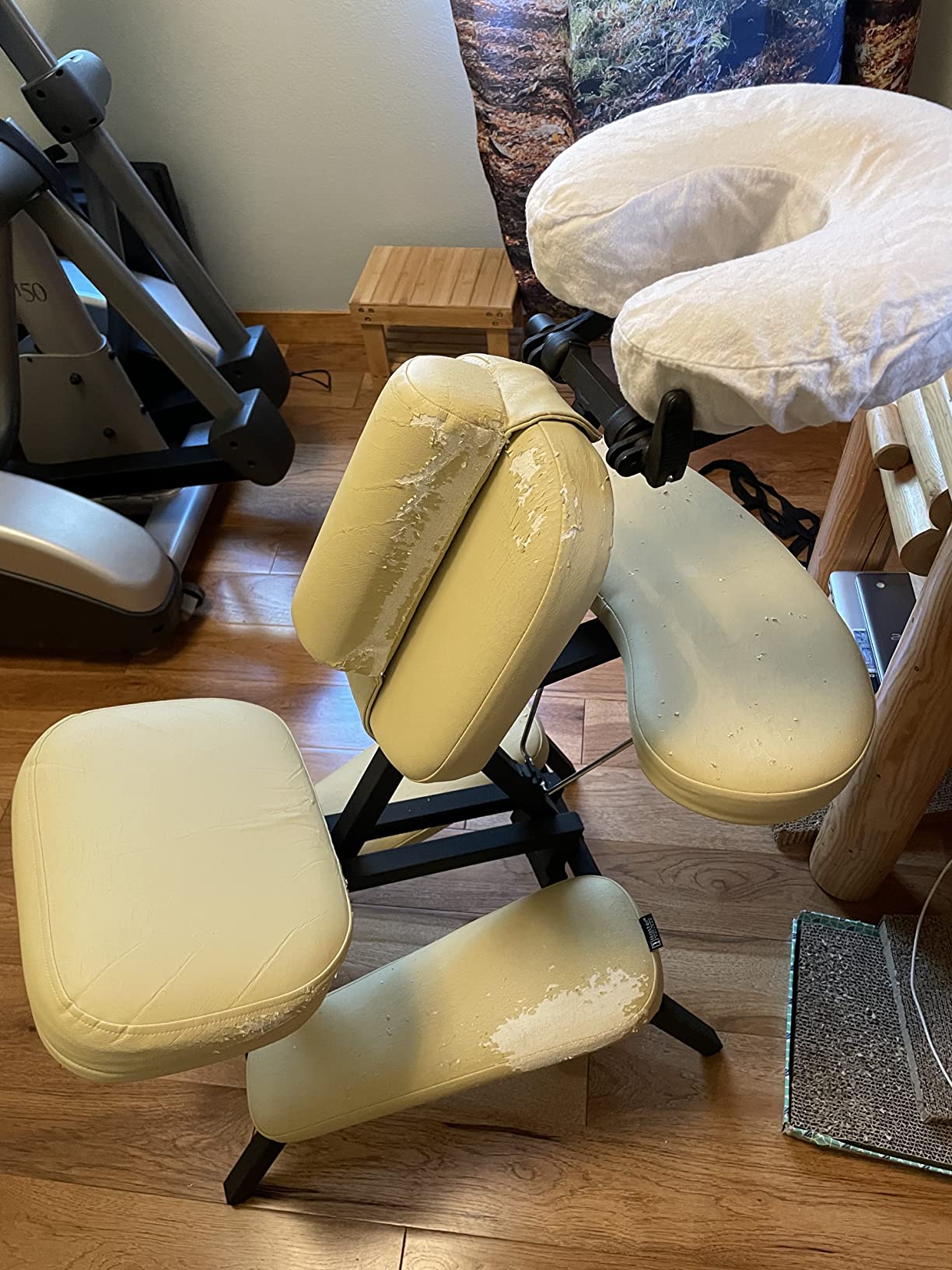 Professional Portable and Lightweight Tattoo/Massage Chair by Master Massage - Folding Aluminum Frame with Adjustable Features and Wheeled Carrying Case, Blue customer photo 2