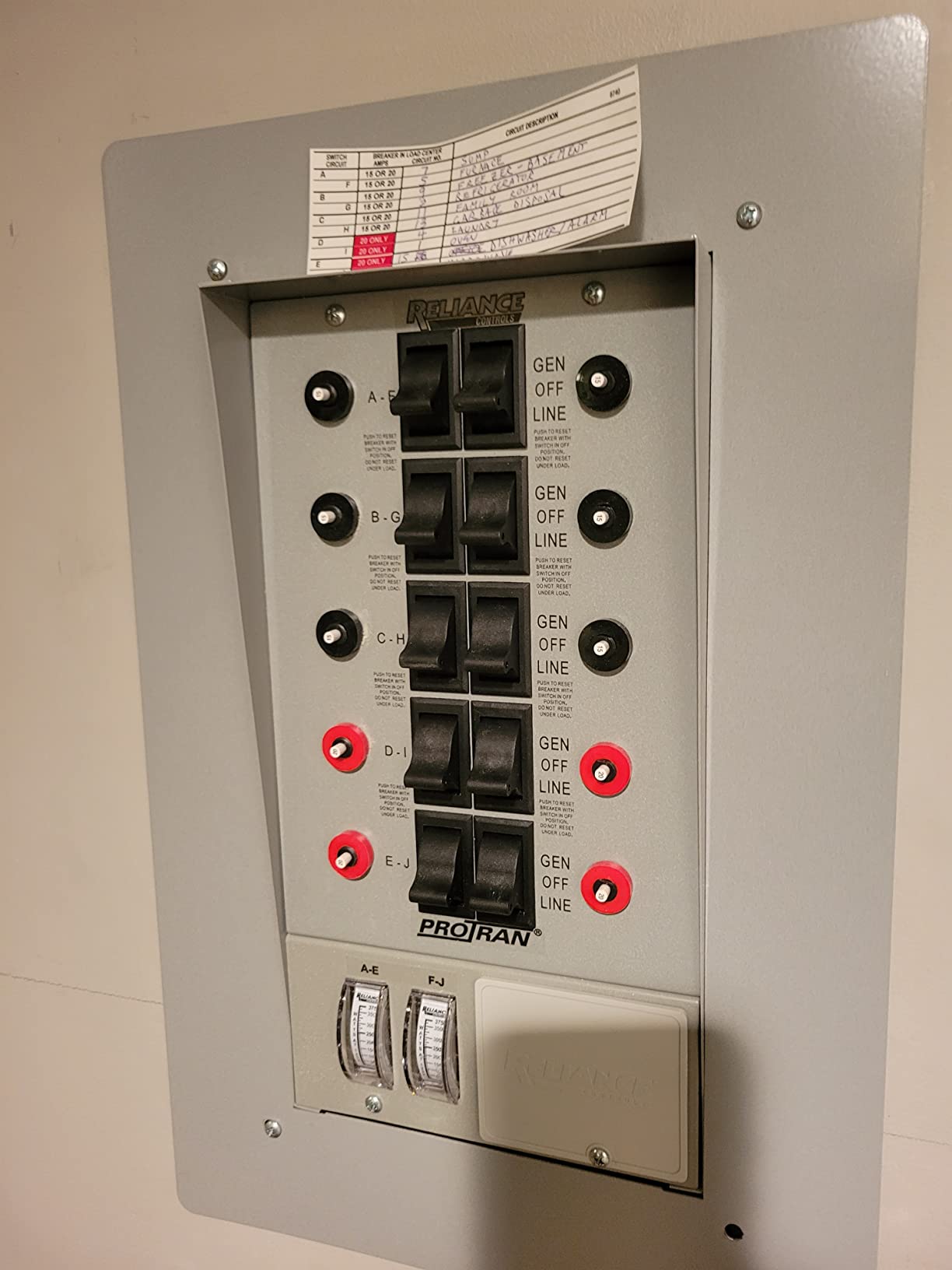 Reliance Controls 31410CRK Pro/Tran 10-Circuit 30 Amp Generator Transfer Switch Kit,Gray customer photo 1