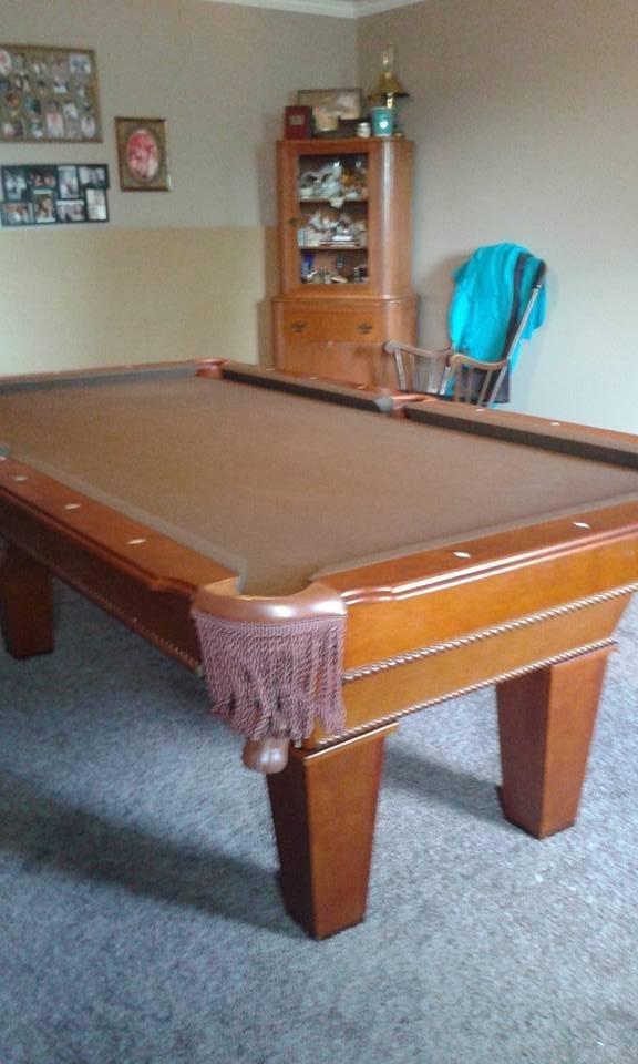 Fat Cat Frisco 7.5 Foot Pool Table, Billiard Table with Accuslate Surface, K66 Bumpers, Oak Finish, Includes Cues and Balls customer photo 1