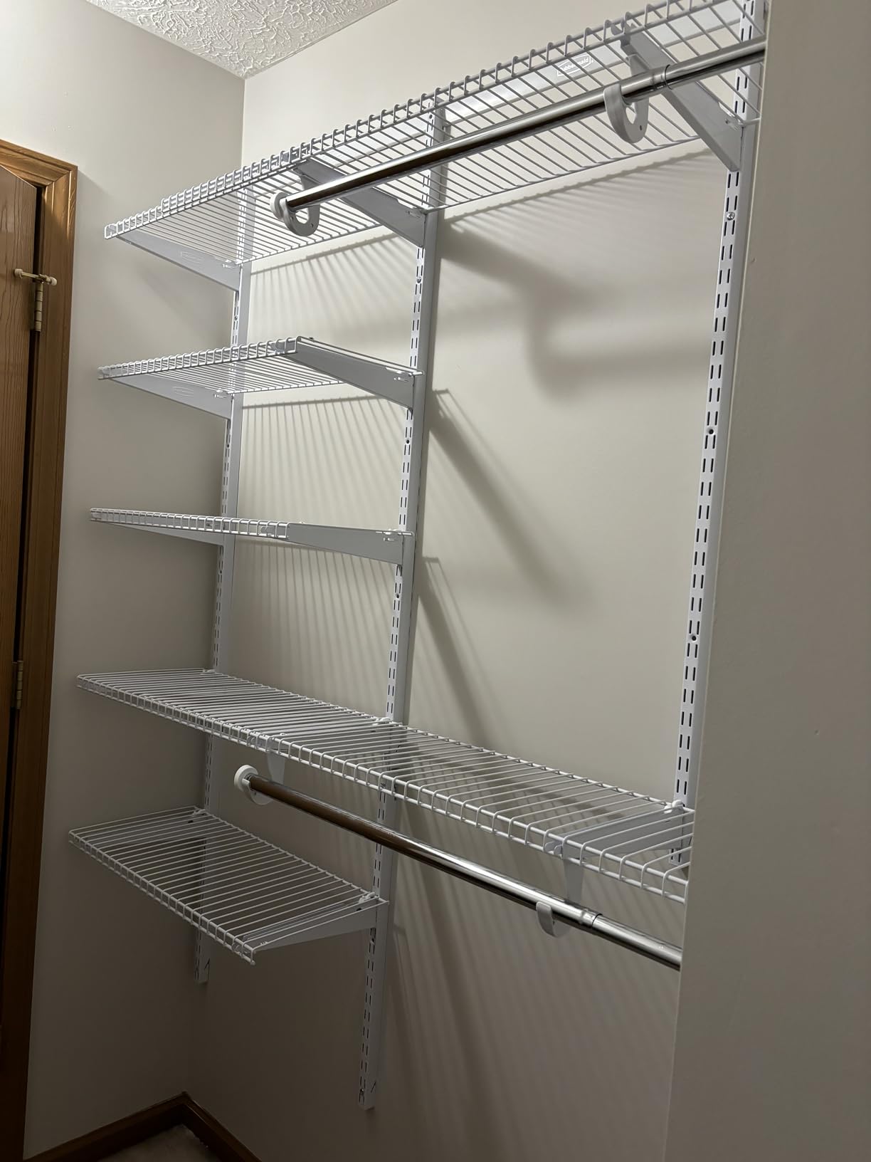 Rubbermaid Configurations Deluxe Custom Closet Kit 4-8Ft. Adjustable Metal Wire Shelving White Finish Expandable Organization System Hardware Included for Home Closet/Pantry/Laundry/Mudroom customer photo 1