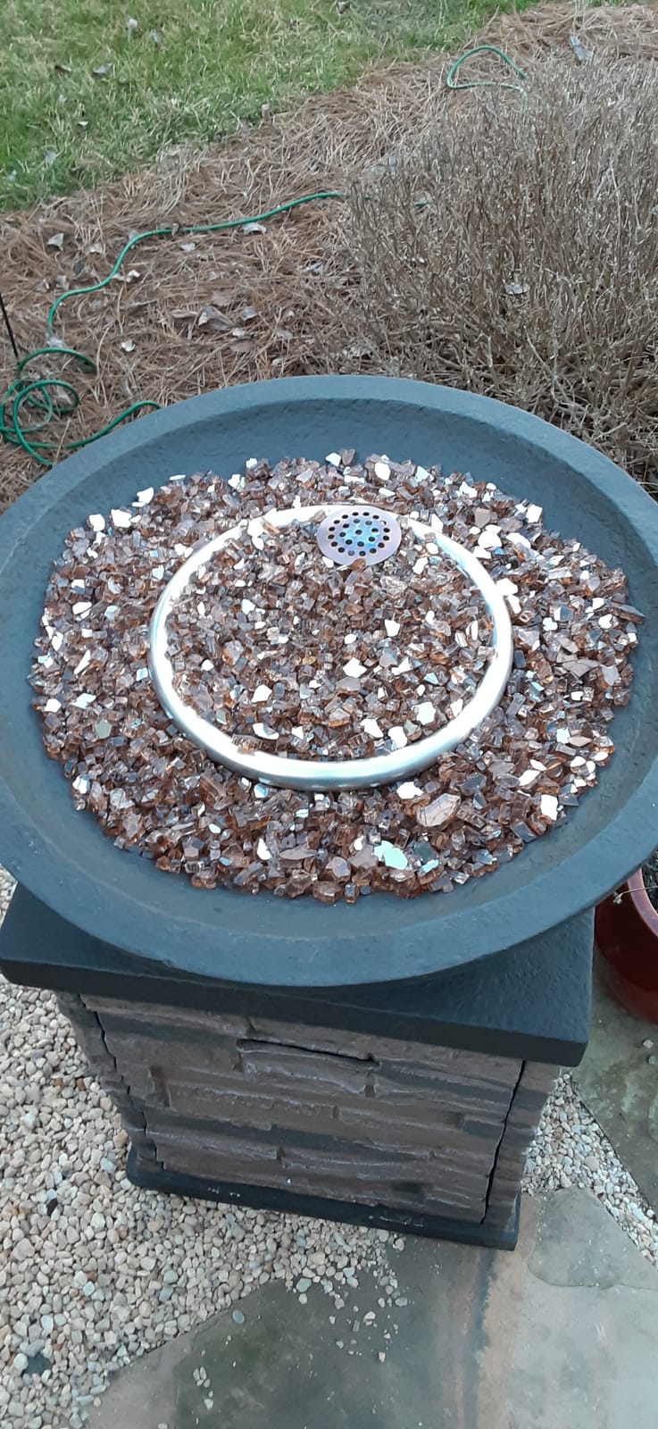 Bond Manufacturing 63172 Newcastle Propane Firebowl Column Realistic Look Firepit Heater Lava Rock 40,000 BTU Outdoor Gas Fire Pit 20 lb, Pack of 1, Natural Stone customer photo 1