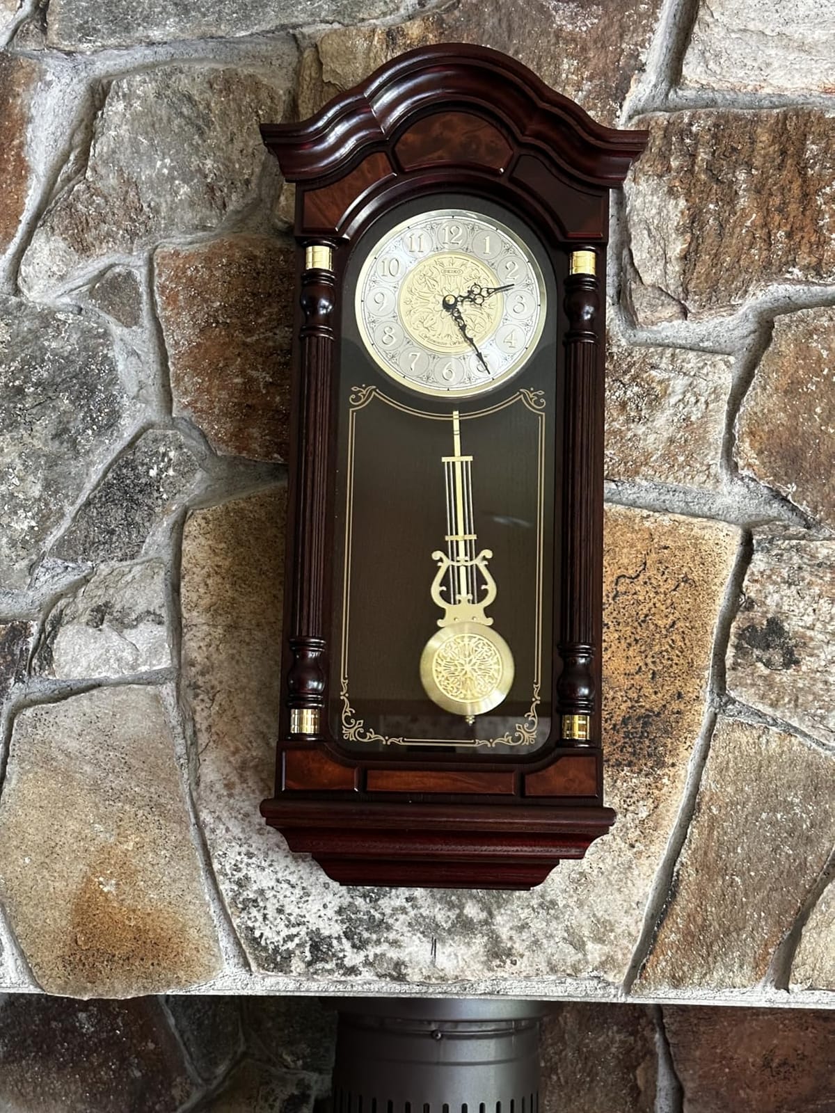 SEIKO QXH004BLH Oak Wood Pendulum Wall Clock with Chimes, Dark Brown, 28 x 12.5 x 6 Inches customer photo 2