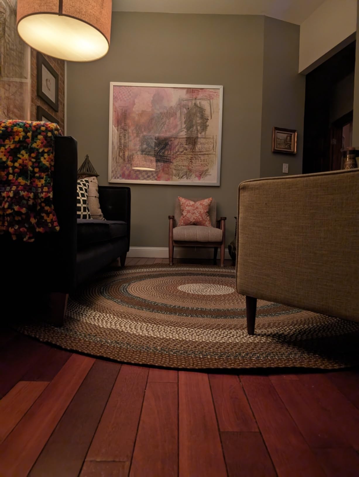 SAFAVIEH Braided Indoor/Outdoor Oval Rug 3x5, Brown & Multi BRD313A | 1/4