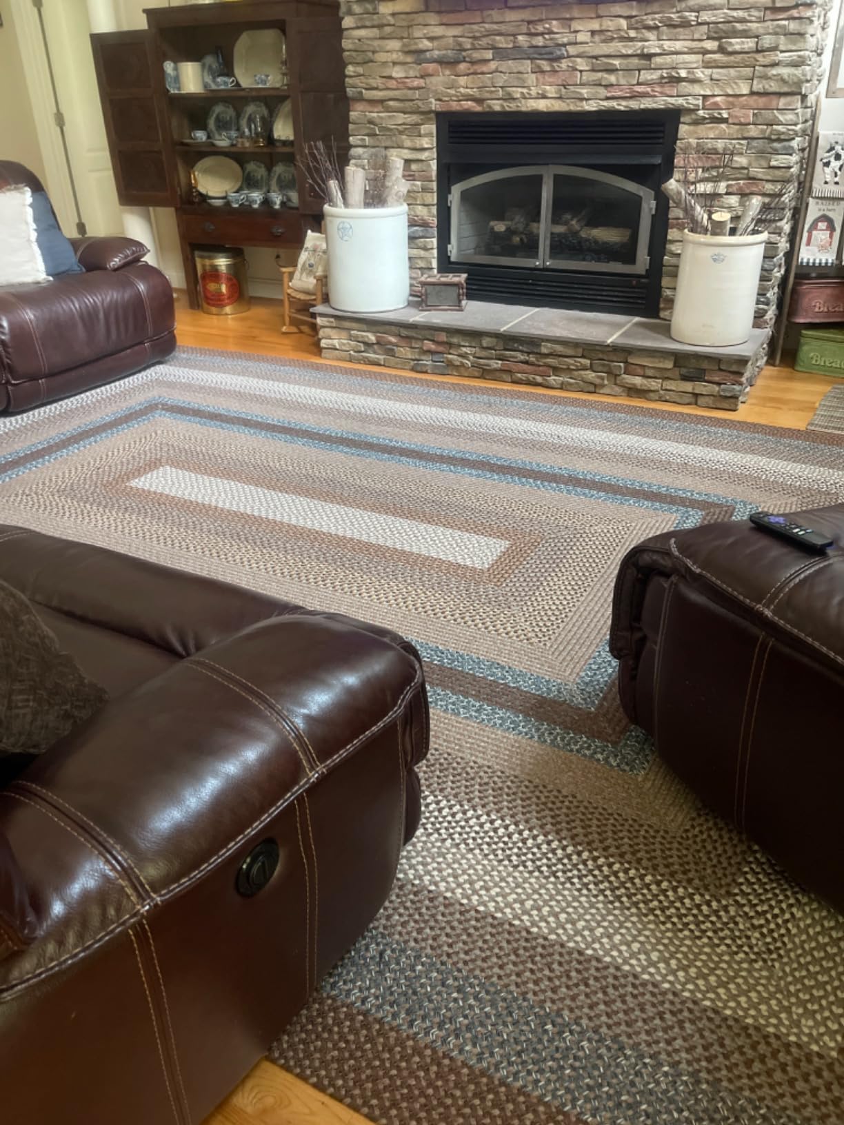 SAFAVIEH Braided Indoor/Outdoor Oval Rug 3x5, Brown & Multi BRD313A | 1/4