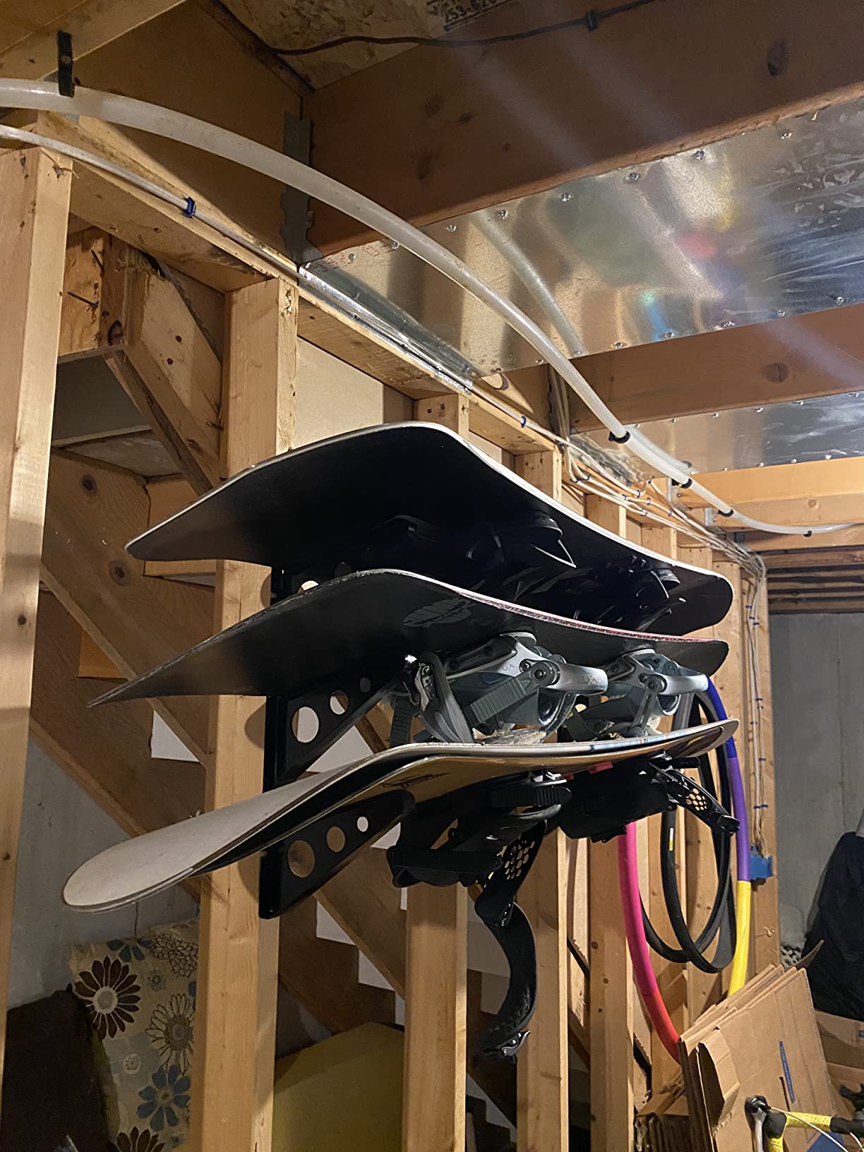 StoreYourBoard Ski Rack - Heavy-Duty Horizontal Ski Wall Mount & Snowboard Wall Mount for Garage Wall Shelving - Snowboards & Gear, Multi-Sport Skateboard Organizer - Skiing Accessories - Holds 3 Pair customer photo 1