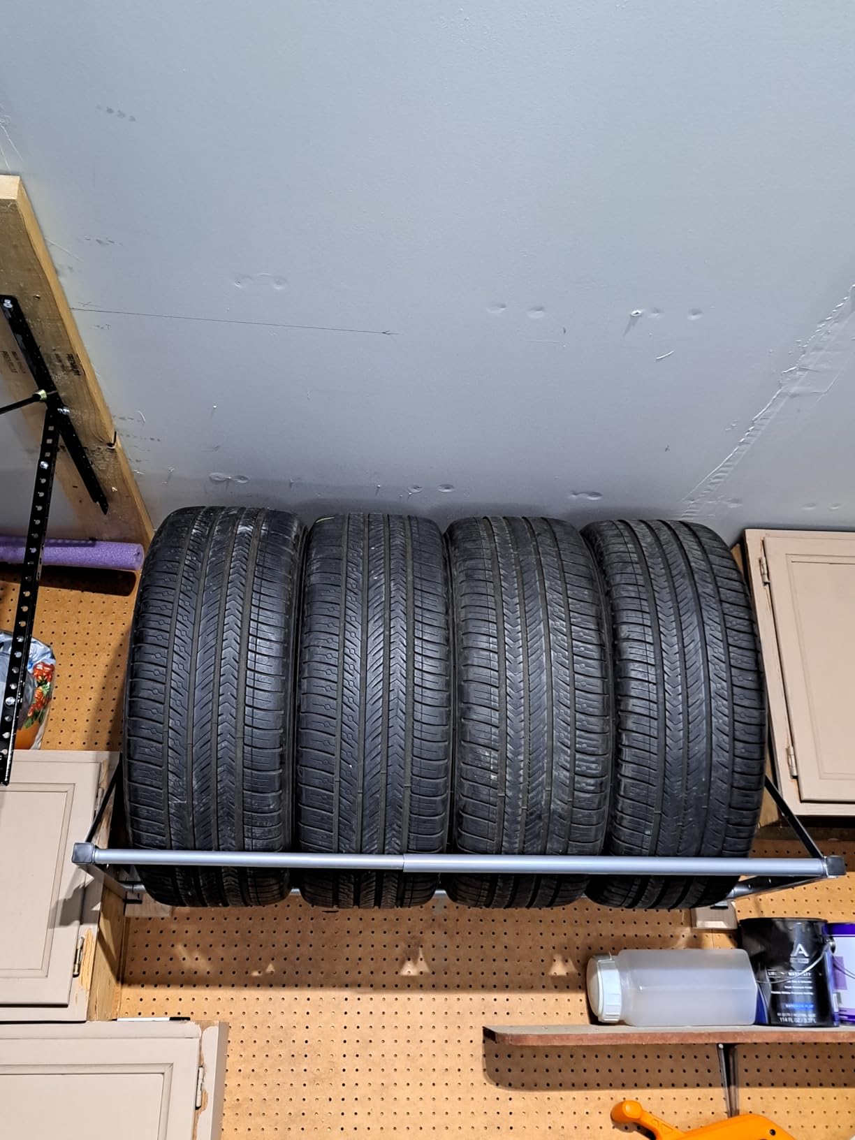 HyLoft Wall-Mounted Folding Tire Storage Loft Rack | 32 to 48 In., Supports 300 Pounds, Folds Flat, Adjustable, Part 01031 customer photo 2