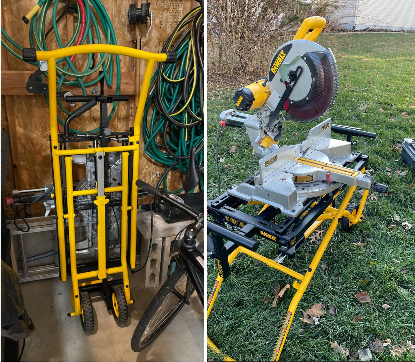DEWALT Miter Saw Stand With Wheels, 32-1/2 in. x 60 in Foldable Rolling Stand, Adjustable Height, Durable Steel, 8 ft. Material Support, Universal Mounting Rails (DWX726) customer photo 1
