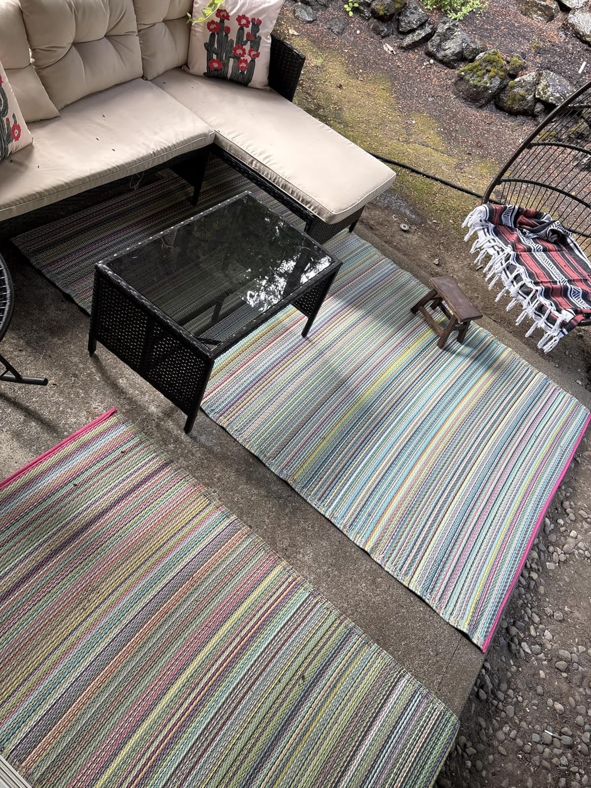 Fab Habitat Cancun Outdoor Rug 5x8 ft, Recycled Plastic Waterproof Area Rug, Eco-Friendly Indoor Outdoor Rug for Patio Deck Porch, Multicolor customer photo 2