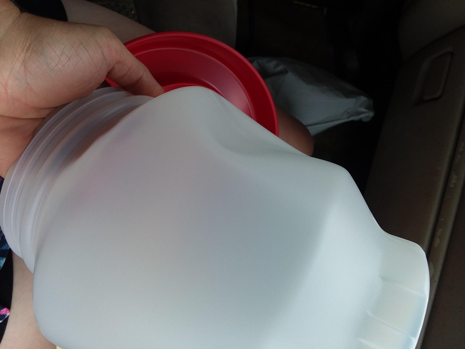 Little Giant Complete Plastic Poultry Fount | Heavy Duty Plastic Gravity Fed Water Container Jar | Waterer for Chickens, Turkeys, Ducks & More | Made in USA | 1 Gallon | Red customer photo 1