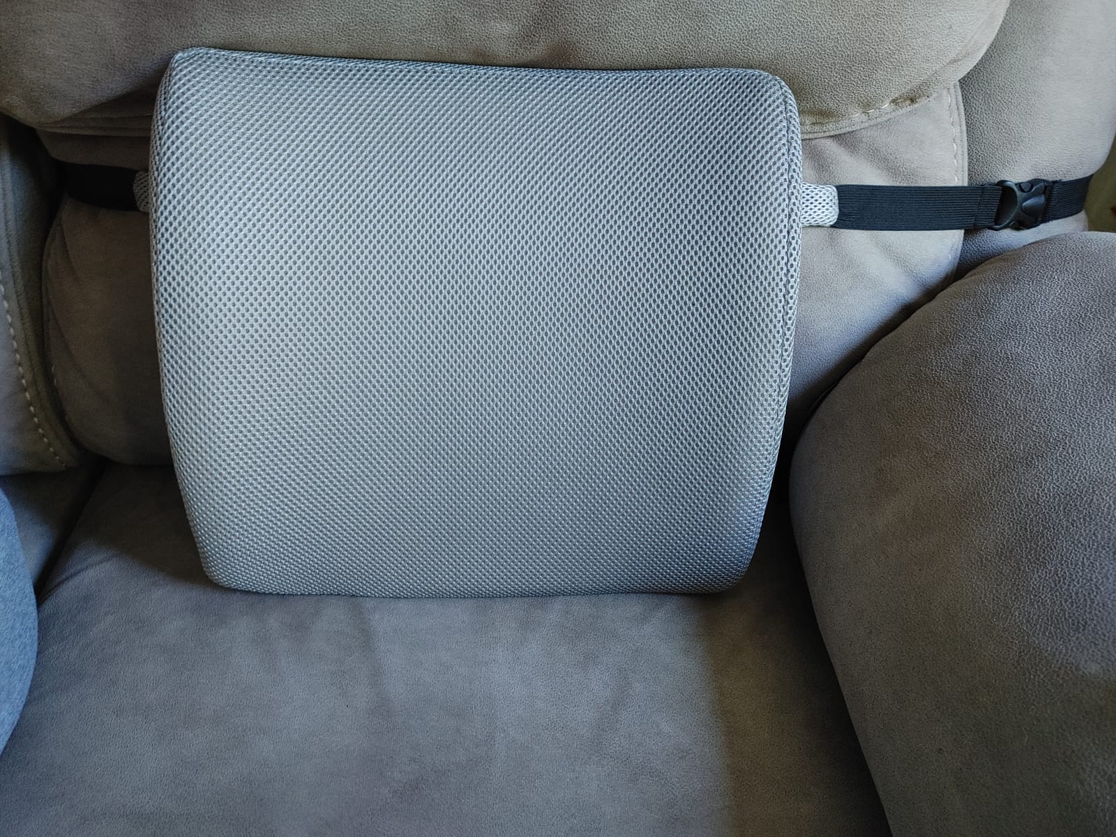 Lumbar Pillow for Chair and Car, Back Support for Office, Memory Foam Cushion with Mesh Cover - Black customer photo 2