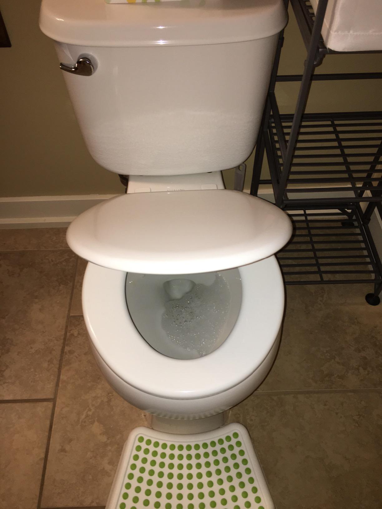 MAYFAIR 883SLOWA 000 Toilet Seat with Built-in Potty Training Seat will Reduce Clutter, Slow Close and Never Loosen, ROUND, Durable Enameled Wood/Long Lasting Plastic, White customer photo 2