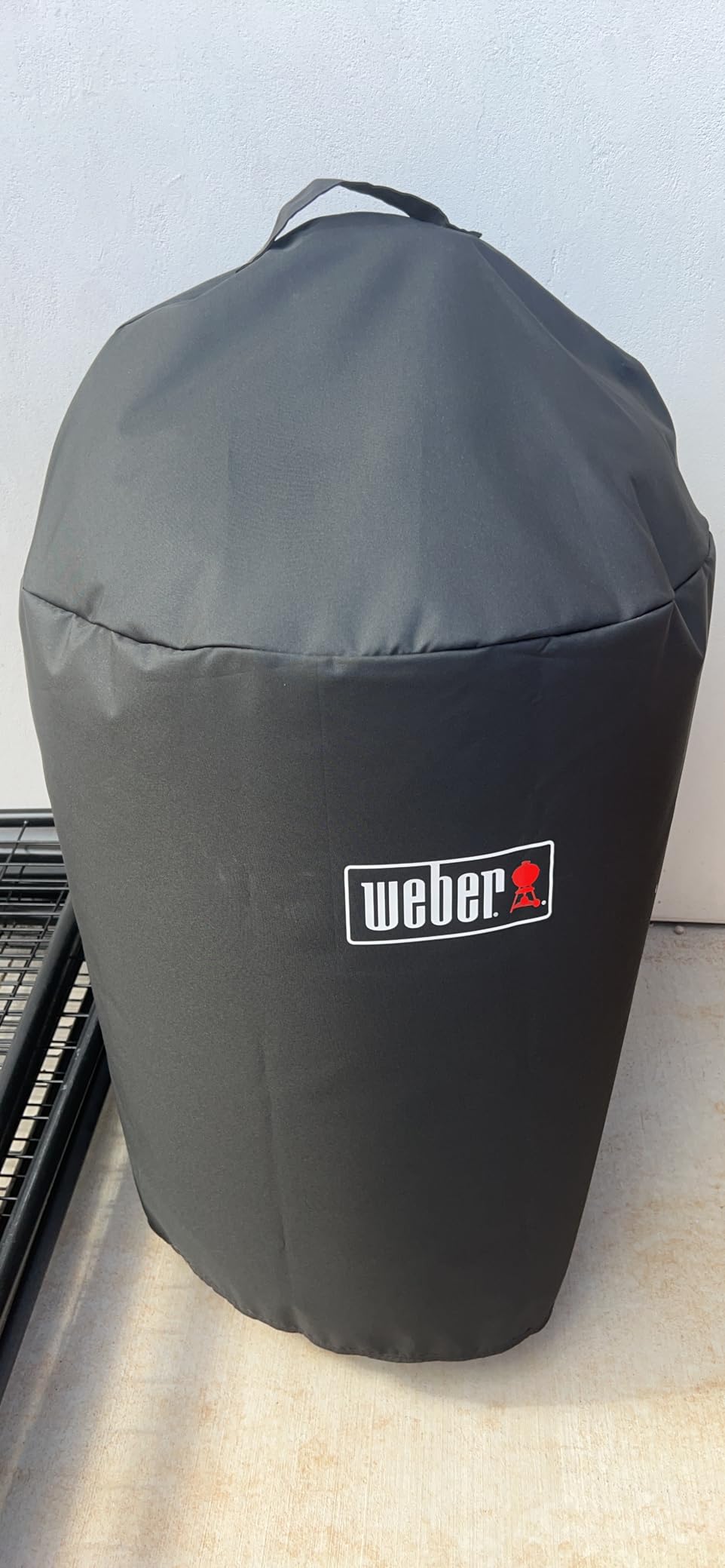 Weber Premium 22‑Inch Charcoal Grill Cover, Black - UV‑Resistant, Breathable & Water‑Resistant Polyester, Secure Strap Fit, Fits 22