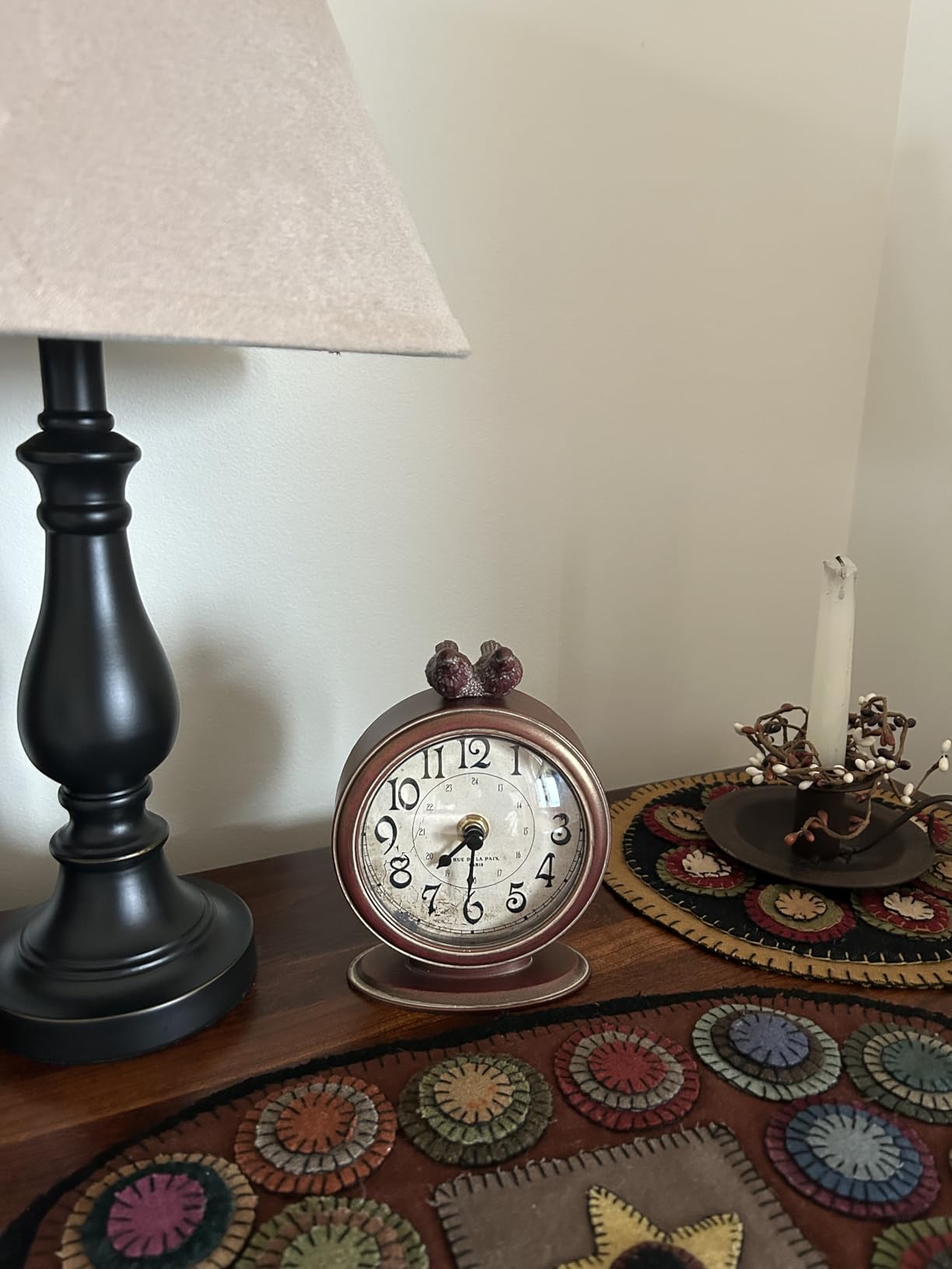 Creative Co-Op Grey Pewter Mantel Clock with Birds customer photo 2