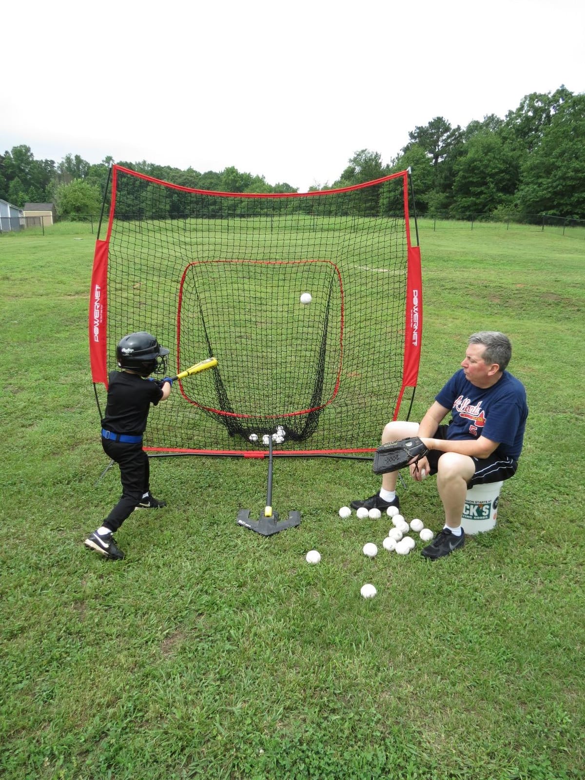 PowerNet Baseball Softball Practice Net 7x7 with Baseball Accessories for Practice Pitching, Batting & Fielding, Ball Caddy, Weighted Baseballs, Tee customer photo 2