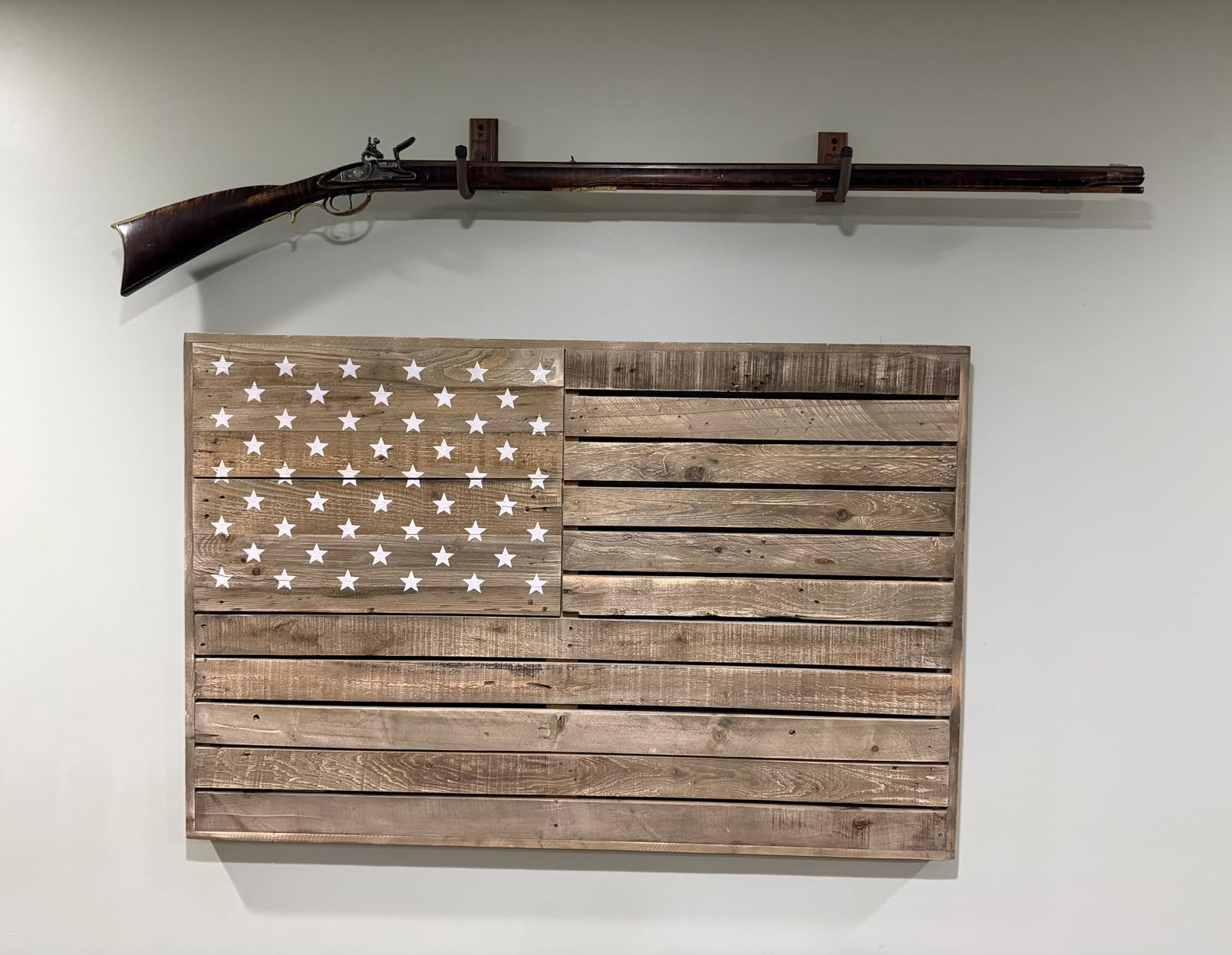 Horizontal Gun Rack and Shotgun Hooks Store Any Rifle Shotgun and Bow - Real Hardwood Harvested in Wisconsin - Made in USA customer photo 1