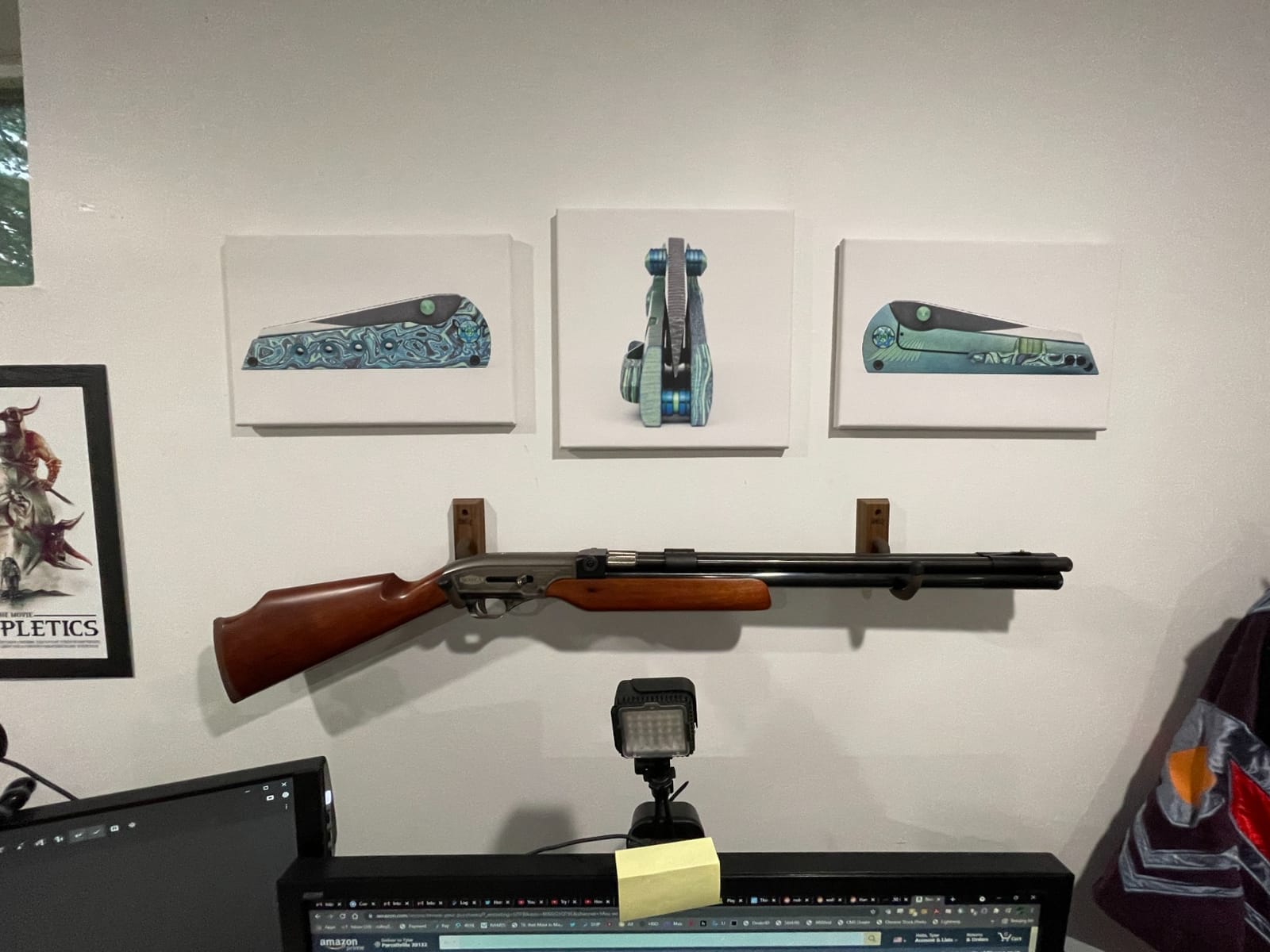 Horizontal Gun Rack and Shotgun Hooks Store Any Rifle Shotgun and Bow - Real Hardwood Harvested in Wisconsin - Made in USA customer photo 2