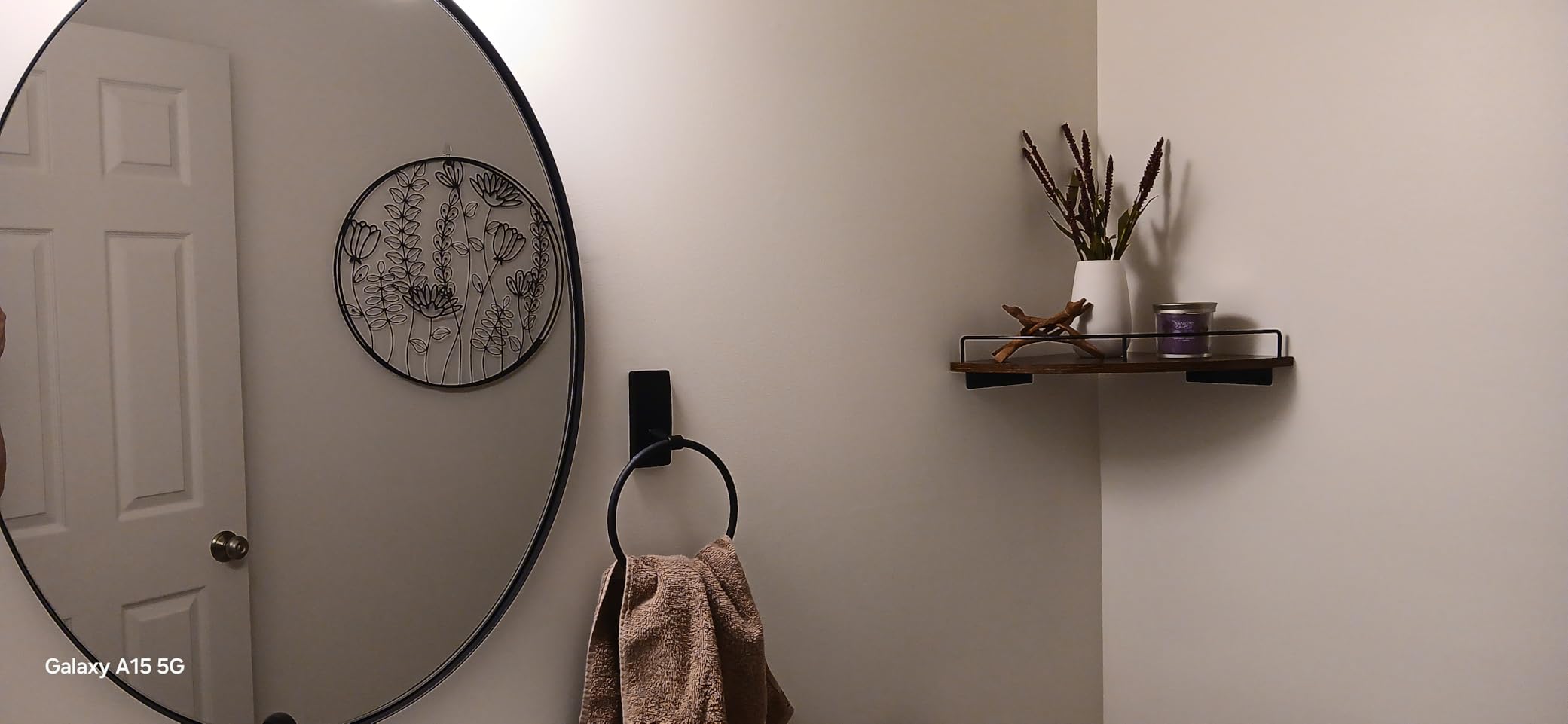 Corner Floating Shelves, Rustic Brown Wood, Set of 2, Wall Mount Storage with Guardrail for Bathroom Kitchen Living Room customer photo 2