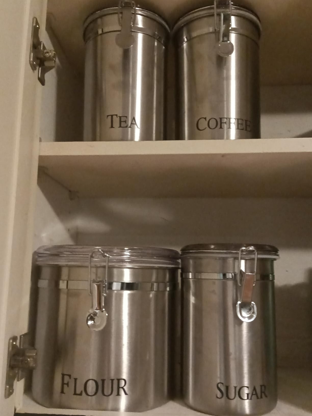 Oggi Stainless Steel Coffee Canister 62 fl oz - Airtight Clamp Lid, Clear See-Thru Top - Ideal for Coffee Bean Storage, Ground Coffee Storage, Kitchen Storage, Pantry Storage. Large Size 5