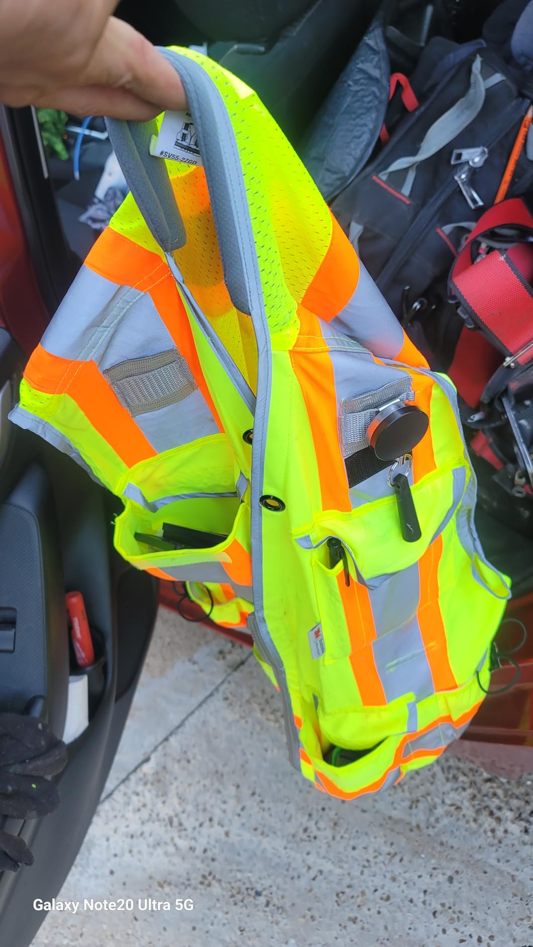 Radians SV55 Class 2 Heavy Woven Two Tone Engineer Vest with Padded Neck to Support Extra Weight in Cargo Pockets, Orange, X-Large customer photo 2