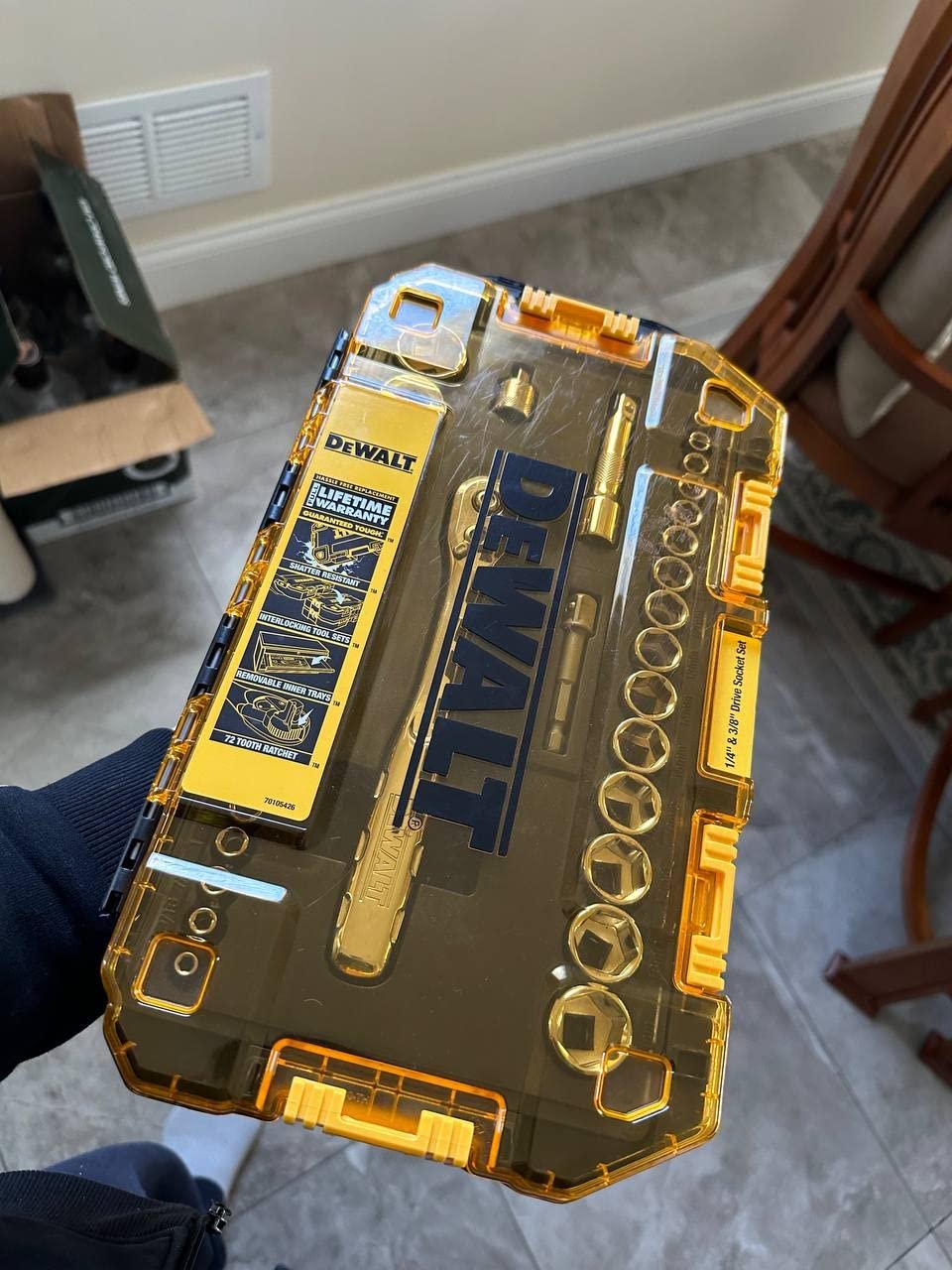 DEWALT Socket Set, 1/4-Inch & 3/8-Inch Drive, SAE/Metric, 34-Piece (DWMT73804) customer photo 1