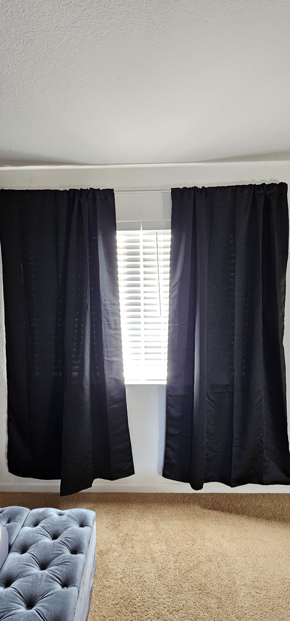 Deconovo Blackout Curtains 84 Inches Long, Black Blackout Curtains for Bedroom - 2 Panels, 52x84 Inch, Room Darkening Curtains for Living Room, Back Tab and Rod Pocket Black Curtains customer photo 2
