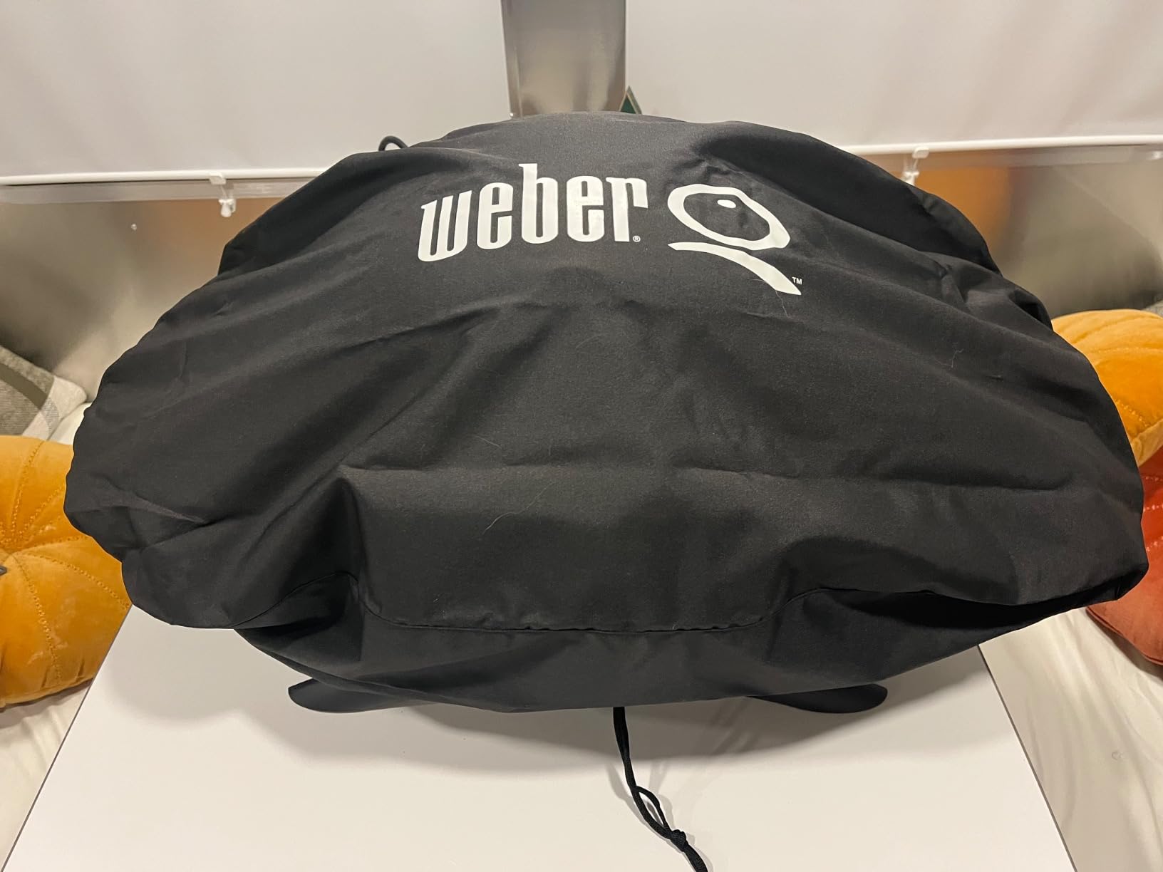 Weber Premium Bonnet Cover Q1000/100, Black | Water & UV-Resistant Lightweight Grill Cover, Fits Baby Q Gas Grills - Grill Accessories, Grill Protection customer photo 1