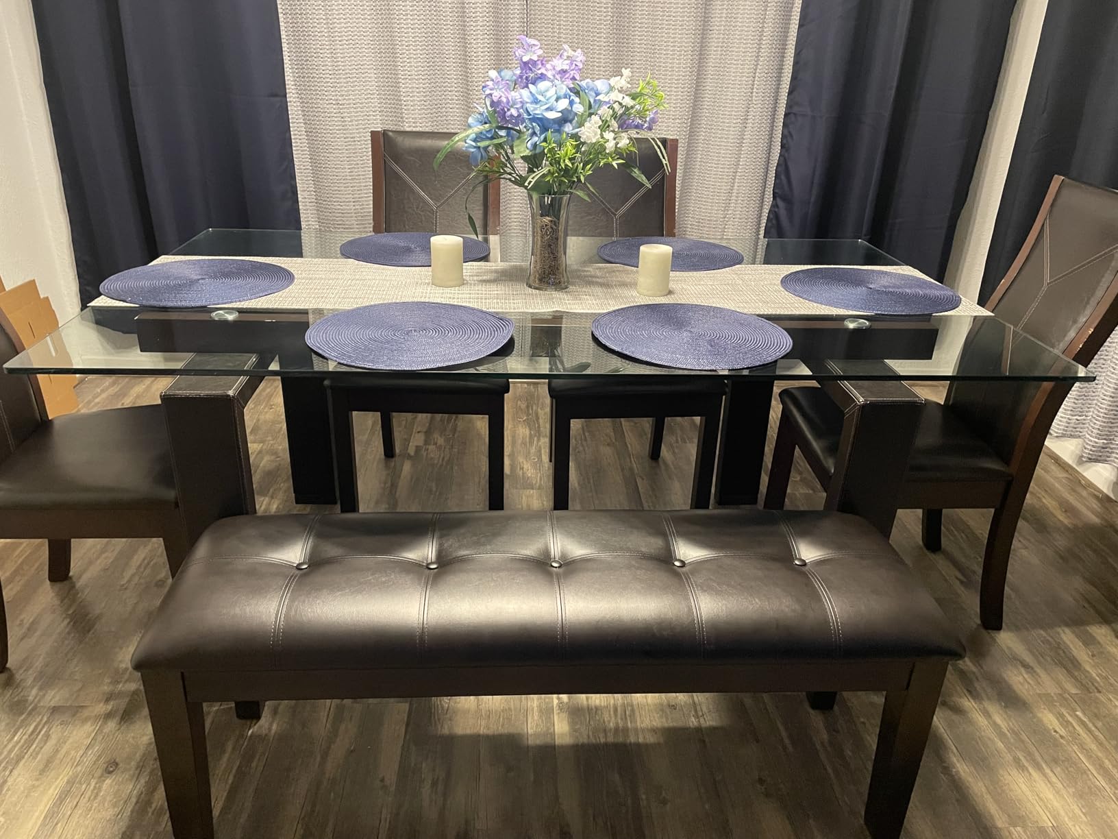 Signature Design by Ashley Haddigan Traditional Upholstered Dining Room Bench, Dark Brown customer photo 2