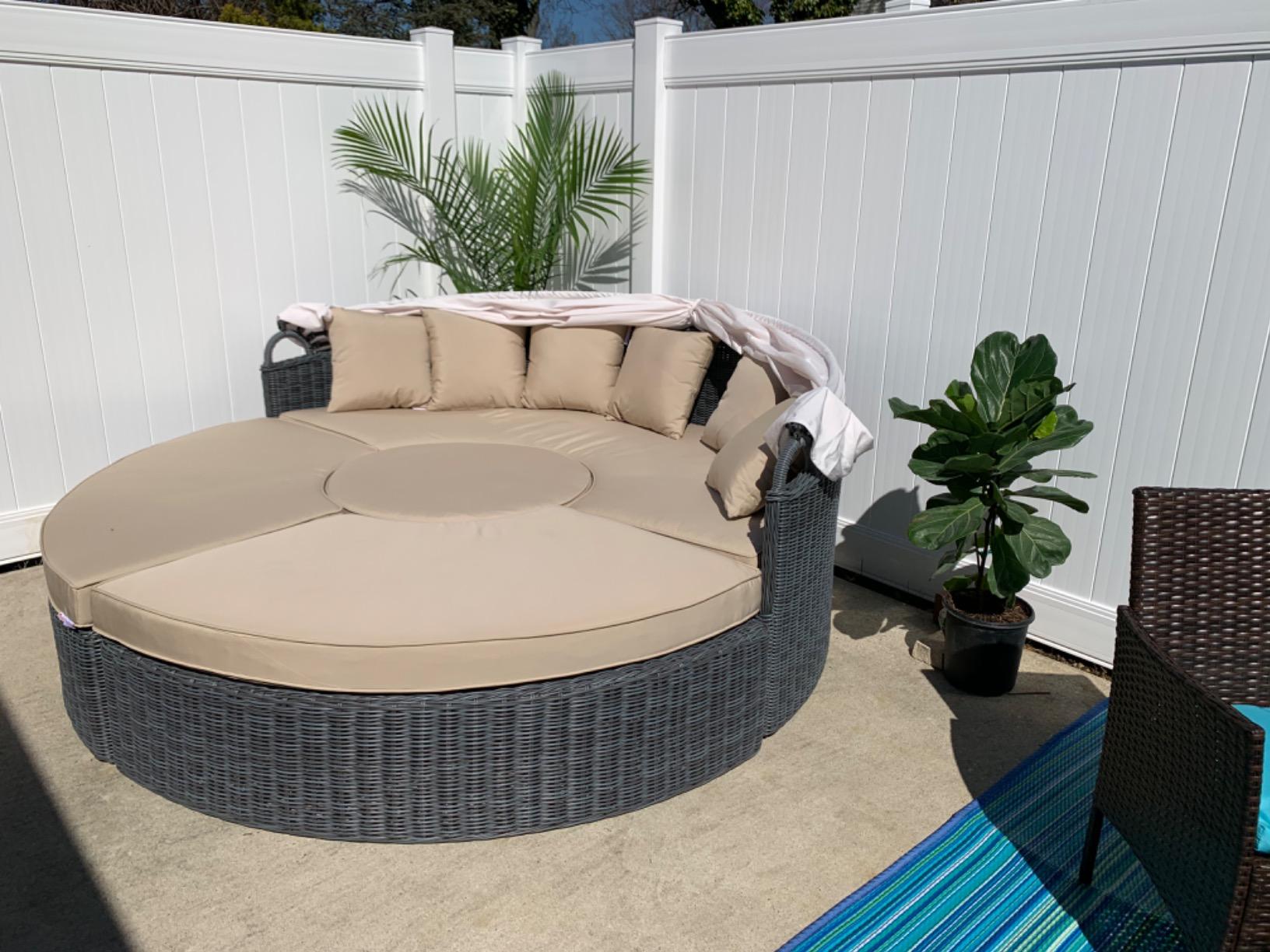 Modway Summon Outdoor Patio Daybed with Canopy and Sunbrella Cushions in Canvas Navy customer photo 2