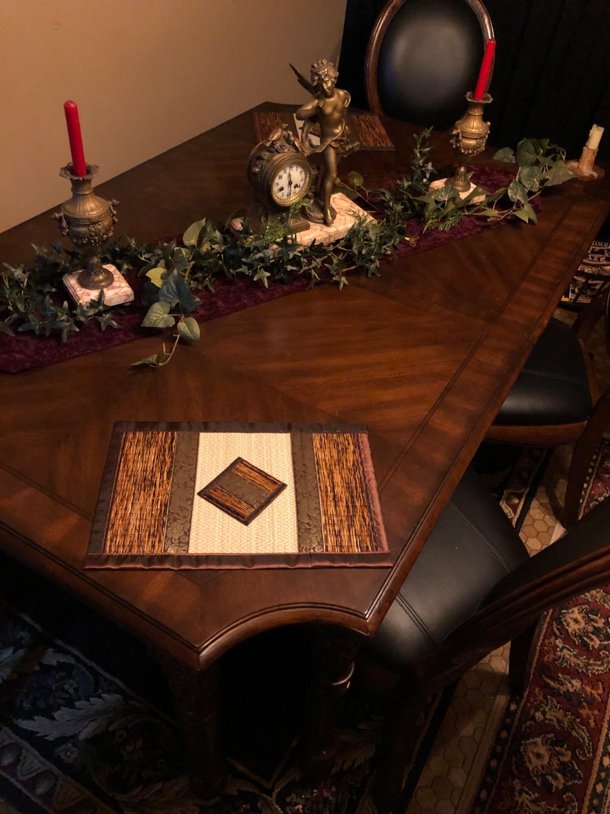 Hand-Woven Wicker Reed Placemats Coaster Set Eco-Friendly Alternative to Plastic Heat Resistant Thai Style Durable Easy to Clean for Dining Table Set of 4 (Medium, Light Gold) customer photo 2