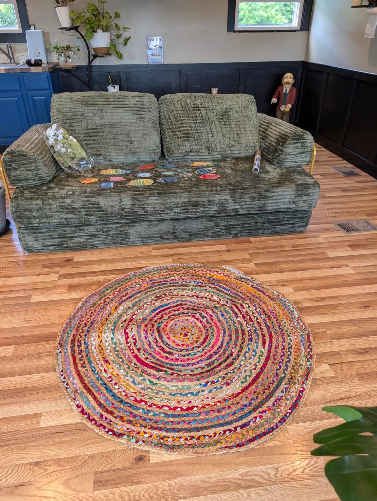 COTTON CRAFT Jute Chindi Braid Rag Rug - 2x3 Ft Oval Multi Color Area Rug | Handwoven Reversible Jute & Natural Recycled Cotton Boho Farmhouse Rustic Area Accent Rug customer photo 1