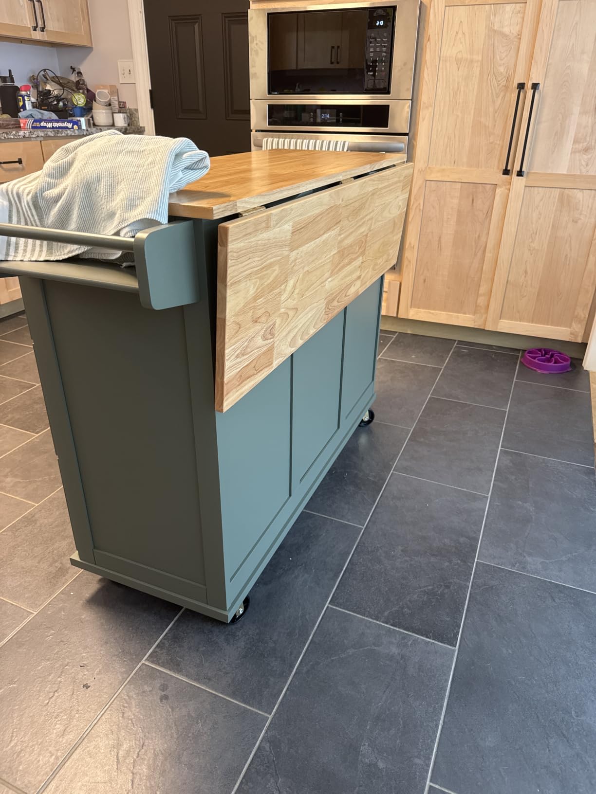 Homestyles Dolly Madison Black Mobile Kitchen Island Cart with Wood Drop Leaf Breakfast Bar customer photo 1