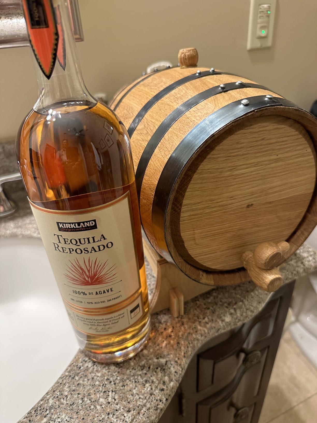 2 Liter American Charred Oak Aging Barrel, Mini Whiskey Barrel Keg | Wood Stand, Bung & Spigot, Aging Bourbon, Tequila, Rum, Wine & Cocktails, Home Alcohol Distiller & Winemaker Crafting Kit customer photo 1