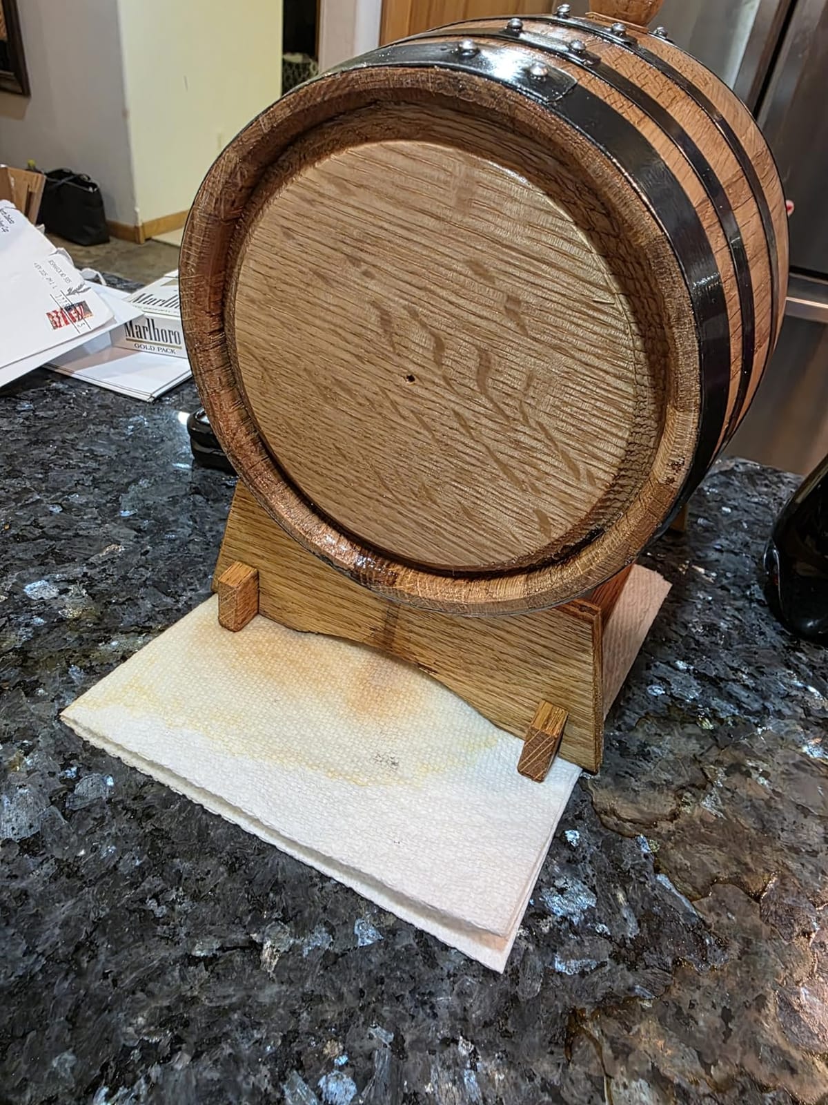 2 Liter American Charred Oak Aging Barrel, Mini Whiskey Barrel Keg | Wood Stand, Bung & Spigot, Aging Bourbon, Tequila, Rum, Wine & Cocktails, Home Alcohol Distiller & Winemaker Crafting Kit customer photo 2