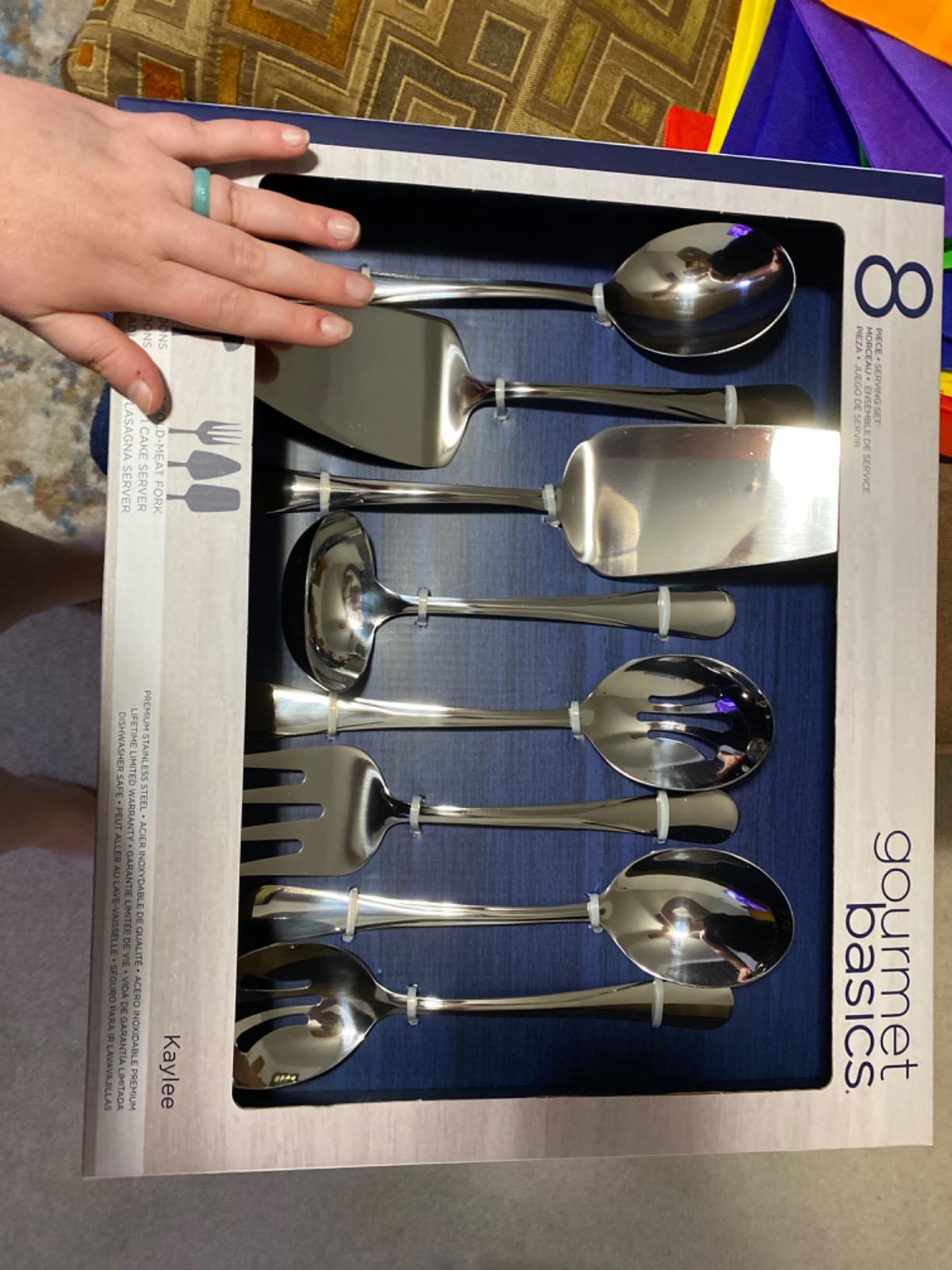 Mikasa Gourmet Basics Kaylee 8-Piece Serving Set, 18/0 Stainless Steel, Ladle, Lasagna Server, Cake Server, Tablespoons, Cold Meat Fork, Dishwasher Safe customer photo 1