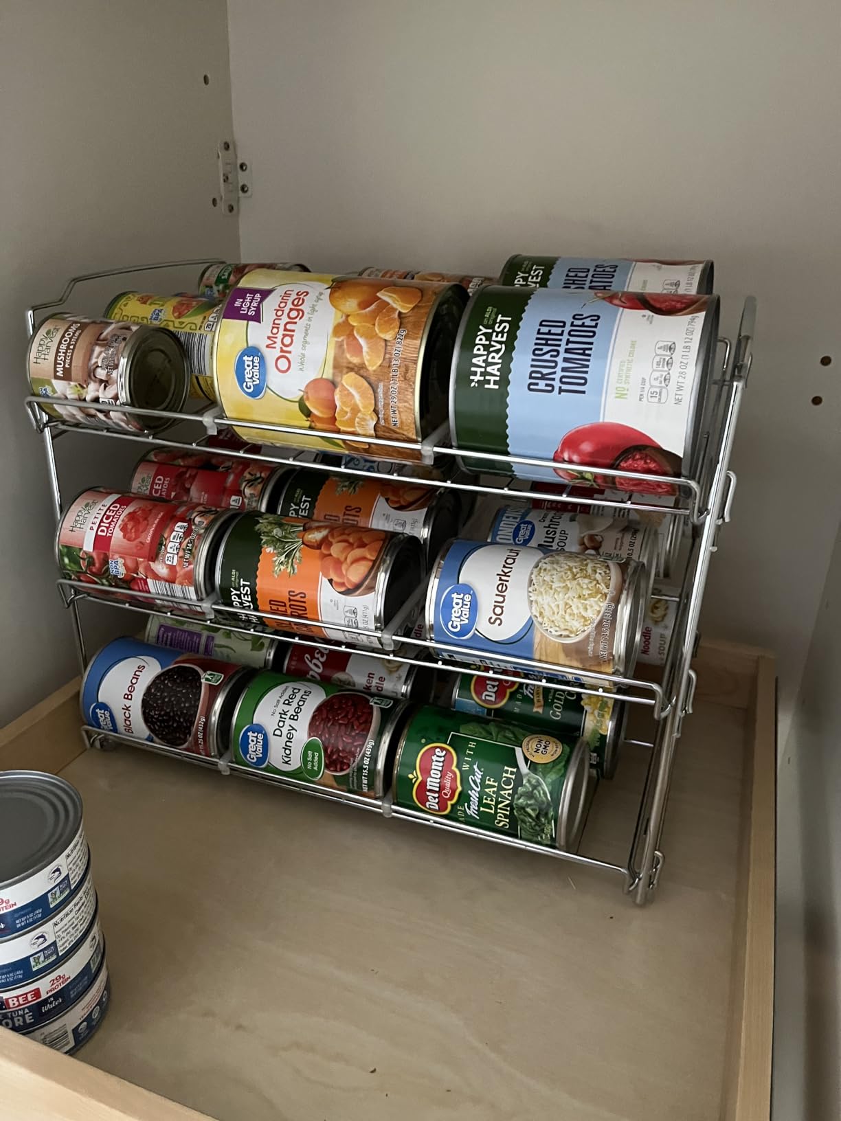 Simple Houseware Stackable Can Organizer Rack for Pantry/Cabinet - 11.5 D x 17 W x 13.75 H, Holds 36 Cans, 3-Tier Can Food Storage Dispenser, Chrome customer photo 1
