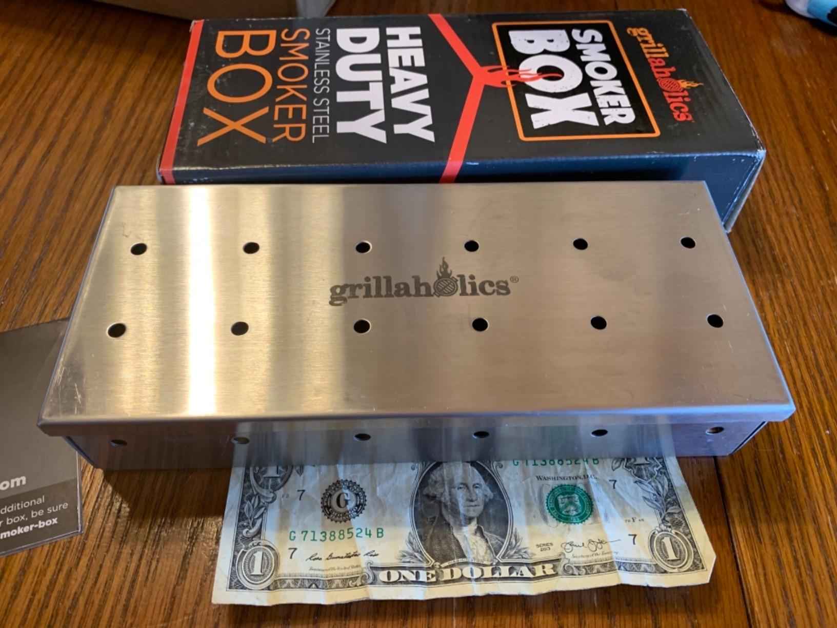 Stainless Steel Wood Chip Smoker Box for Gas & Charcoal Grills | XL Size | BBQ Smoker Accessory | Uses Wood Chips or Pellets customer photo 2