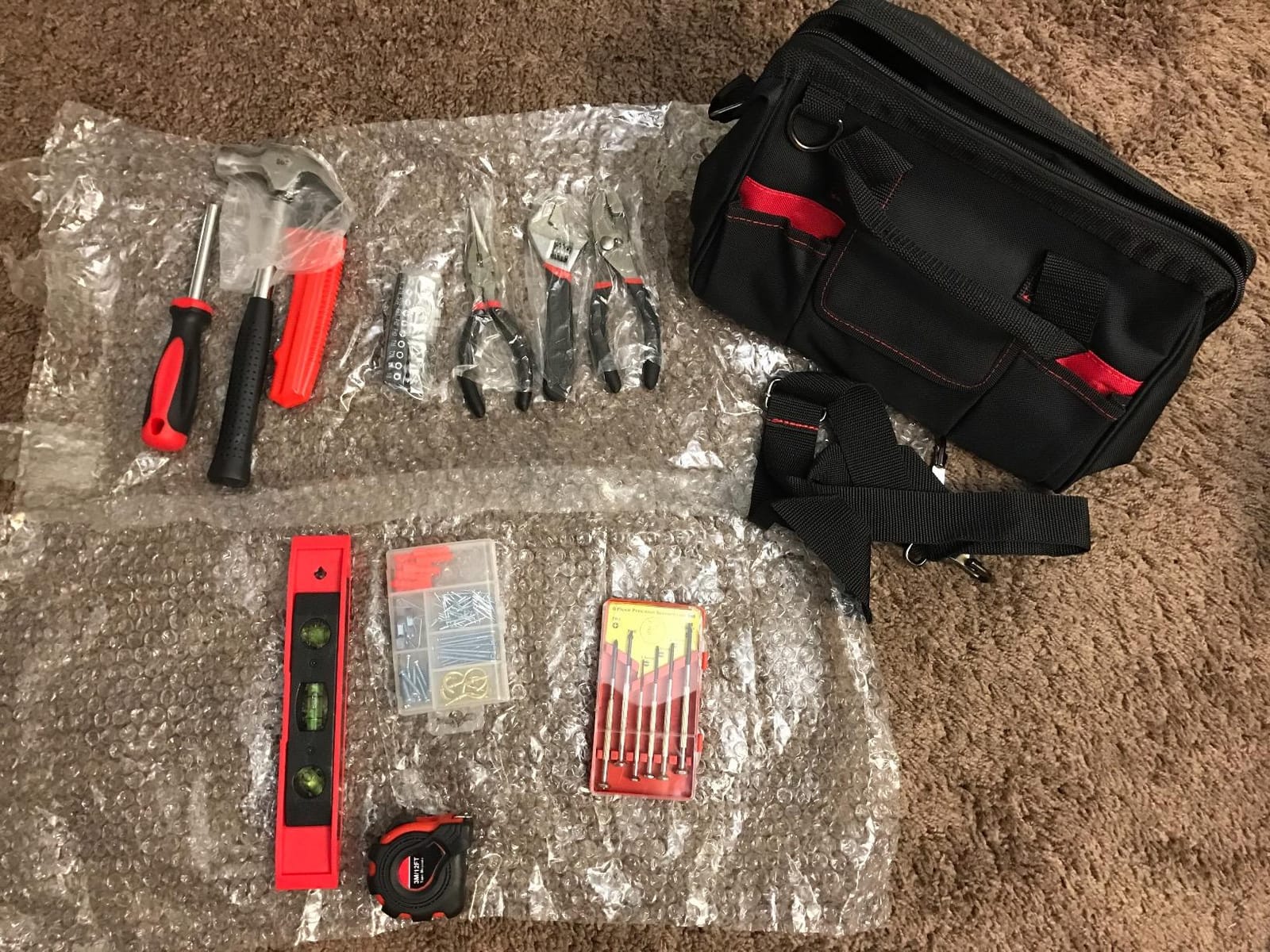 FASTPRO 215-Piece Home Repairing Tool Set with 12-Inch Bag, Red customer photo 2