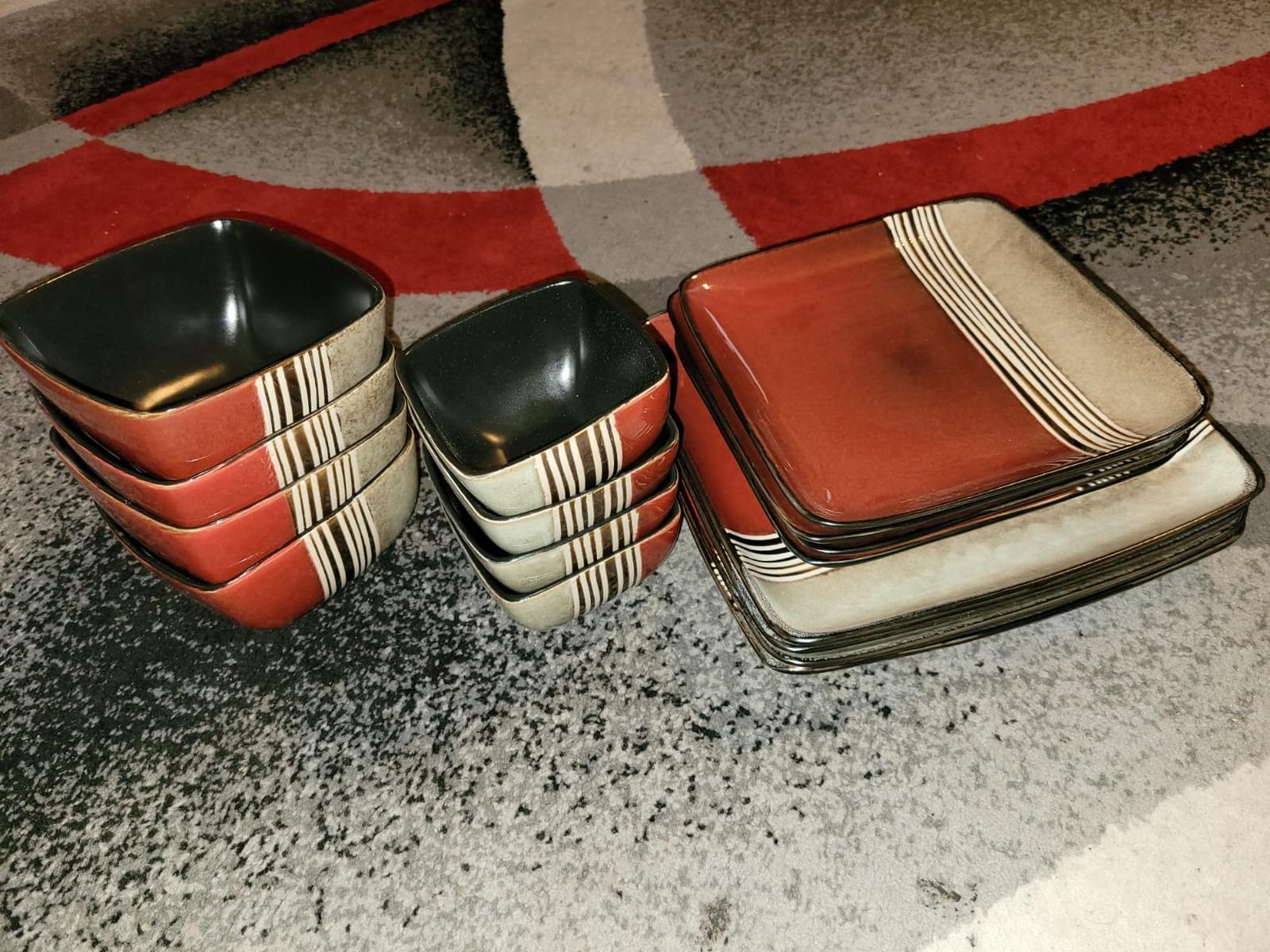 Elama Downtown Loft 16 Piece Double Bowl Stoneware Dinnerware Set with Service for 4 customer photo 1
