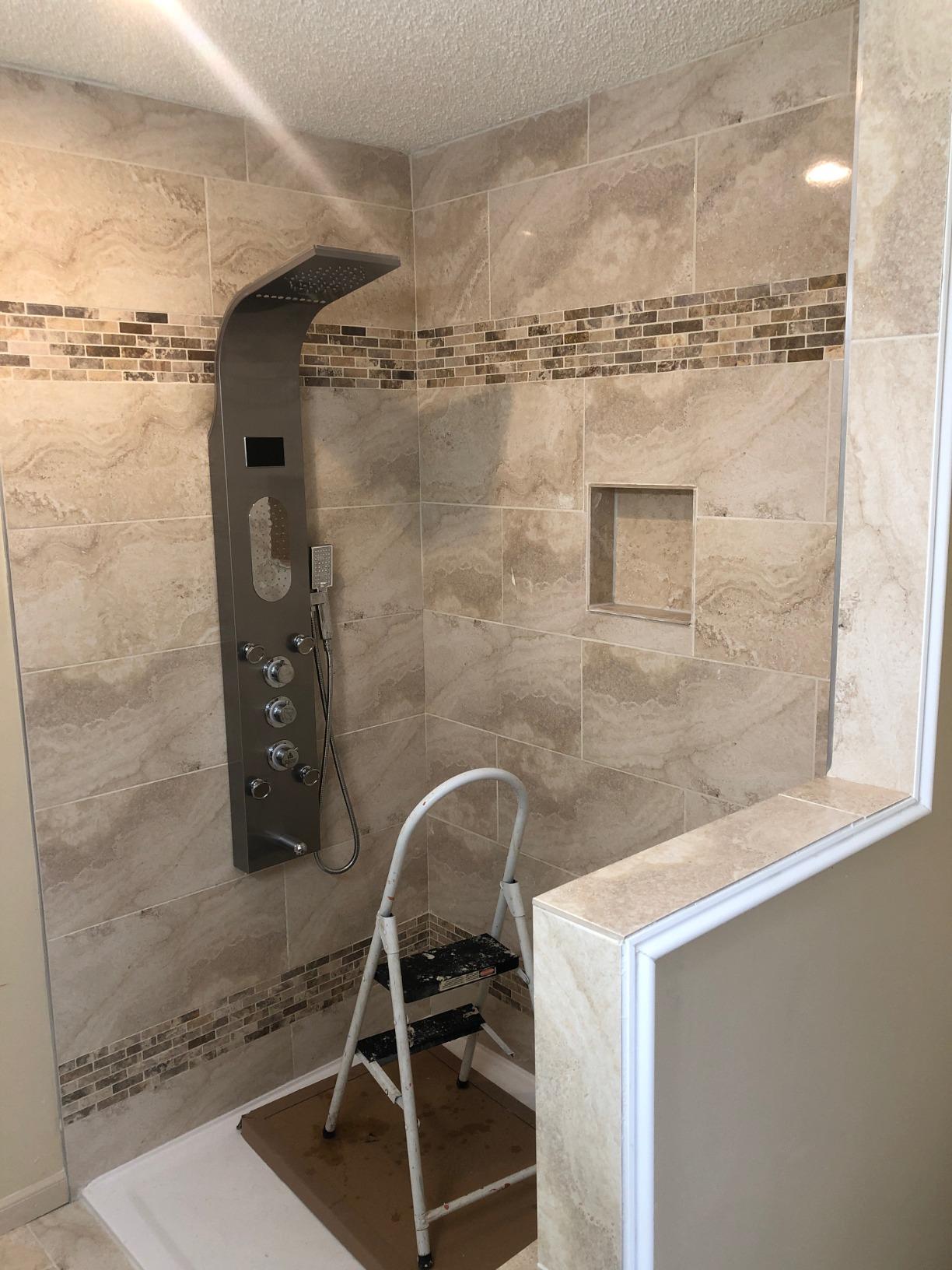 ELLO&ALLO LED Shower Panel Tower System, Rainfall and Mist Head Rain Massage Stainless Steel Shower Fixtures with Adjustable Body Jets, Brushed Nickel customer photo 1