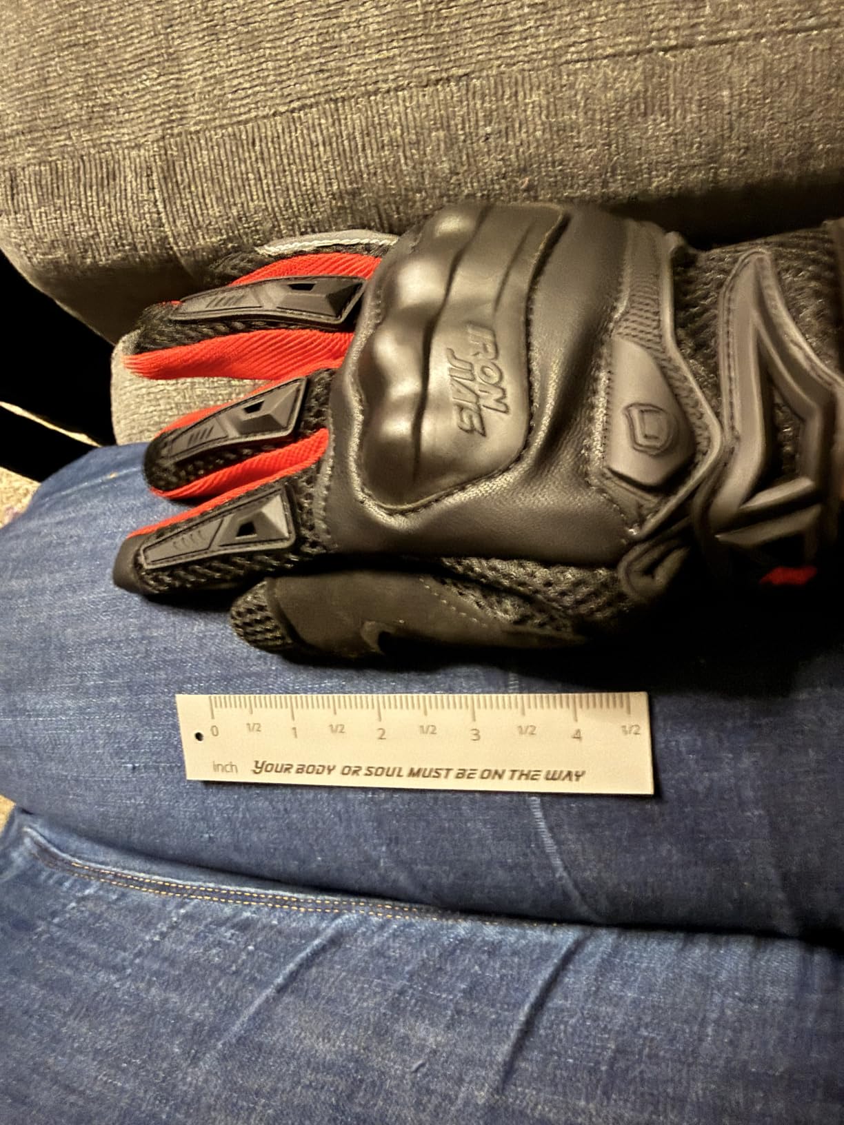 IRON JIA'S Motorcycle Gloves Full Finger Durable for Road Racing Bike Summer Spring Powersports Support Touch Screen Black-XL customer photo 1