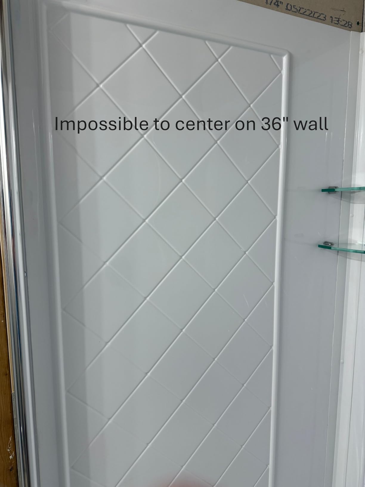 DreamLine 32 in. D x 48 in. W x 76 3/4 in. H Center Drain Acrylic Shower Base and QWALL-5 Backwall Kit In White, DL-6070C-01 customer photo 1