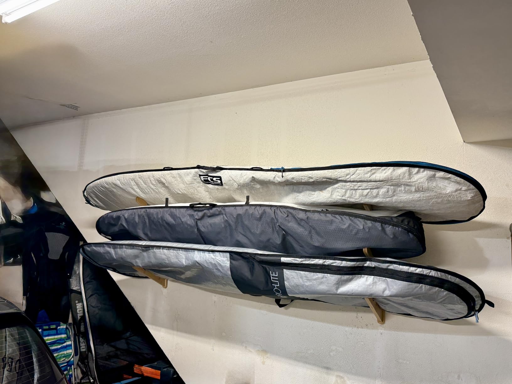 COR Surf Surfboard Rack, Multi Wall Rack Display and Storage | Wall Mount Works with Longboards Shortboards Snowboards, Skateboards, Wakeboards, Made from Sustainable Bamboo customer photo 1