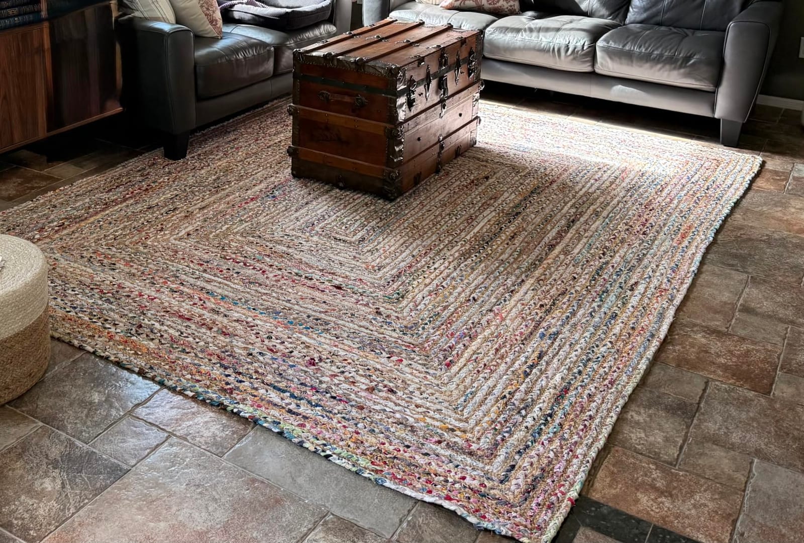 SAFAVIEH Cape Cod Oval Rug 4x6, Jute Braided Beige & Multicolored CAP202B | 1/4