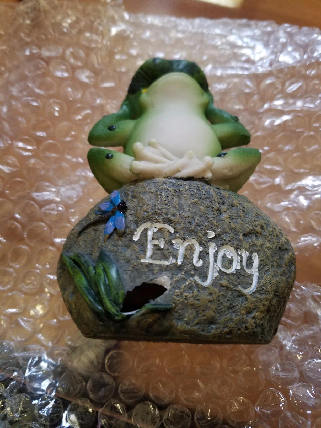 LANKER Frog Garden Statues - 3 Pack 5 Inch Frogs Sitting on Stone Sculptures Outdoor Decor customer photo 2