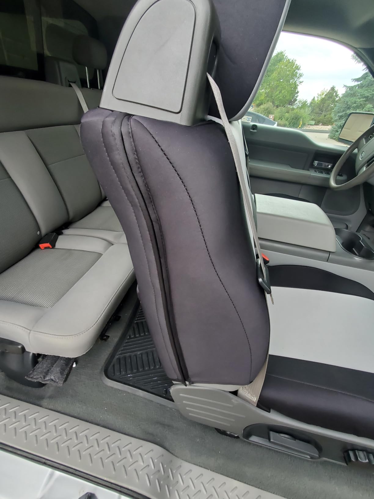 CarsCover Custom Fit Neoprene Seat Covers for 2009-2014 Ford F150 F250 F350 | Premium custom-fit gray & black neoprene seat covers protect against stains and daily wear customer photo 2
