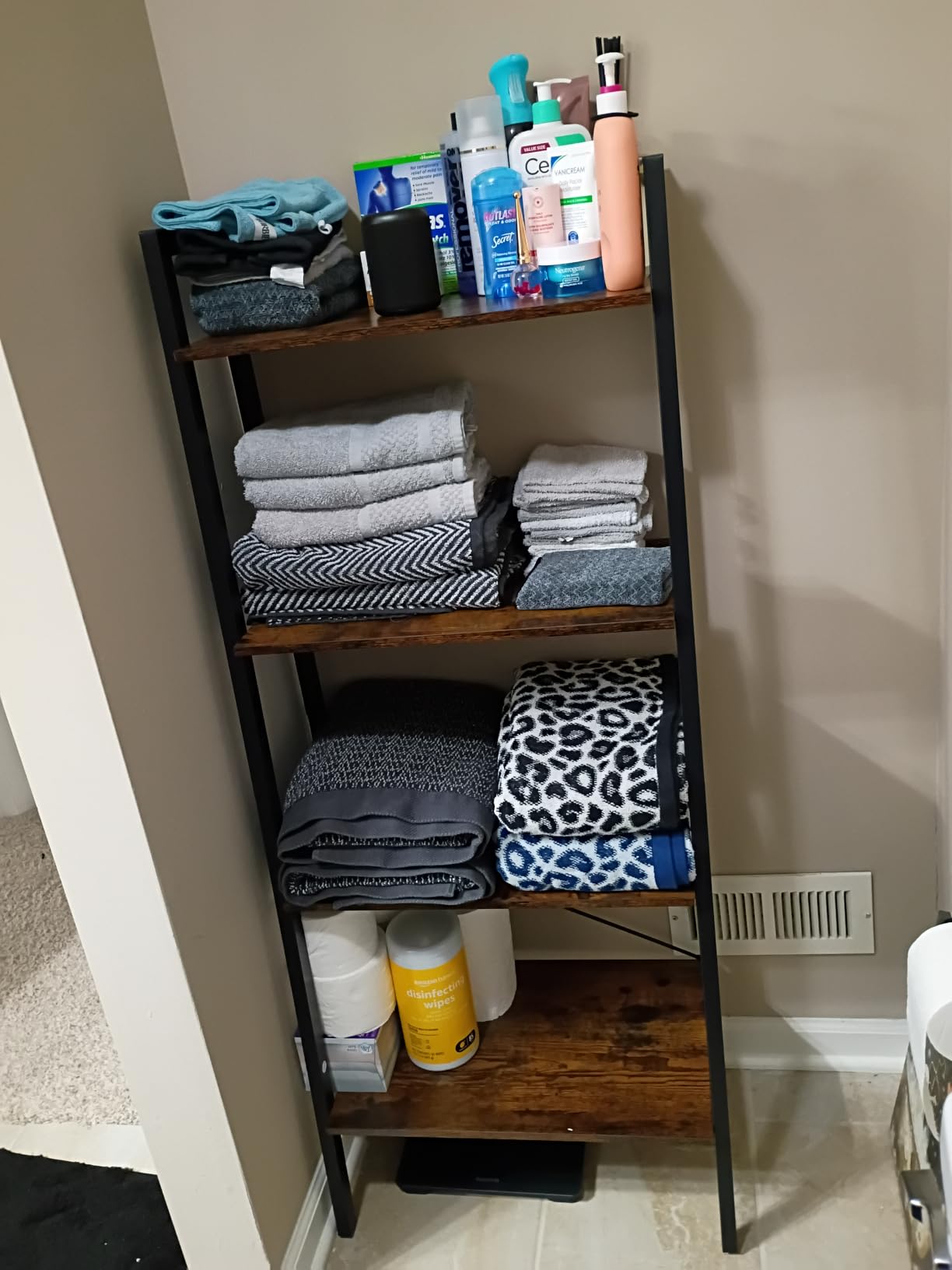 VASAGLE Ladder Shelf, 4-Tier Bookshelf, Storage Rack, Steel Frame | Bookcase, Living Room, Home Office, Kitchen, Bedroom, Rustic Brown and Matte Black, BARNET Collection ULLS44X customer photo 2